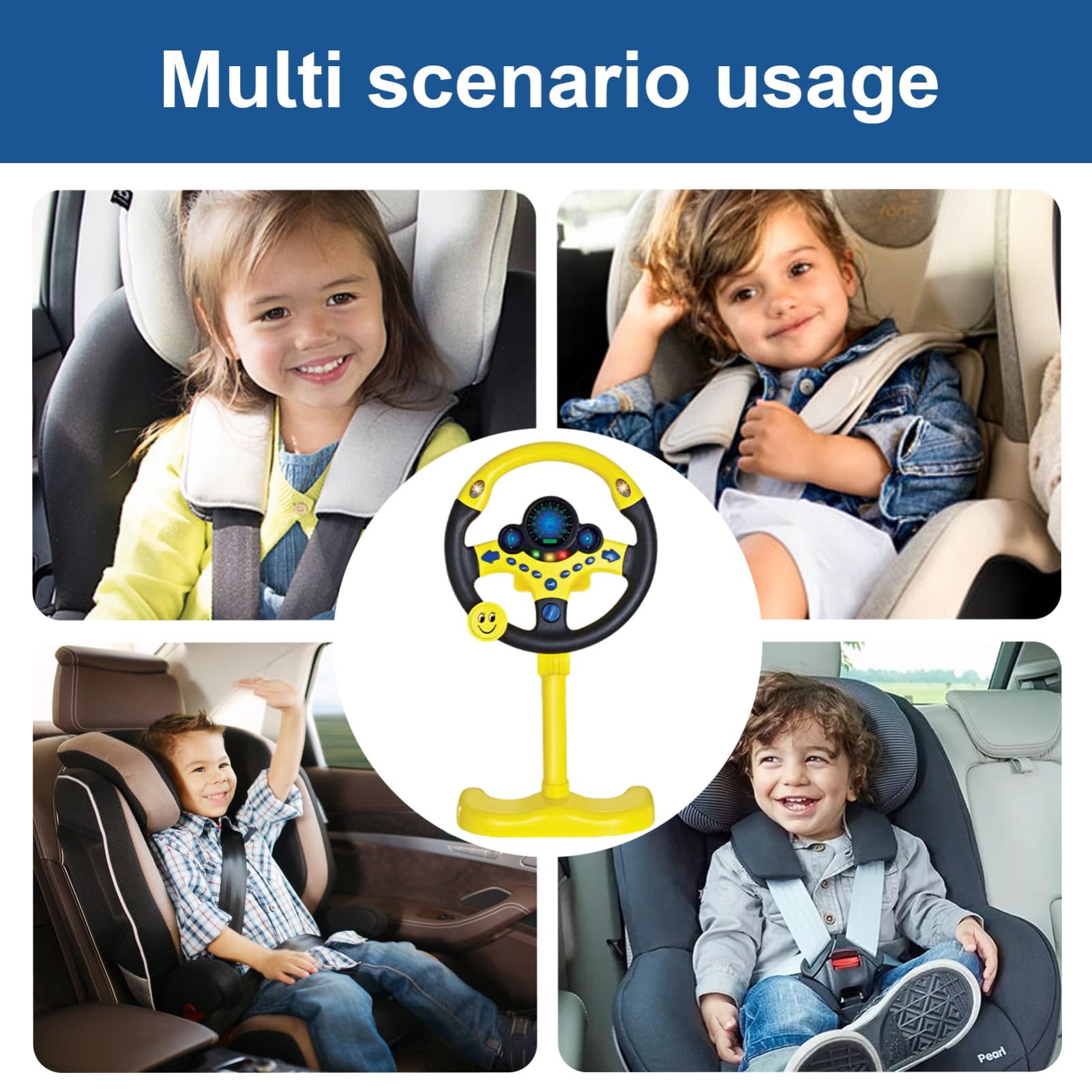 con volante, suono interattivo da 25 cm (verticale), controller di guida | portatile, di ruolo per bambini, centro attività musicale, regalo educac