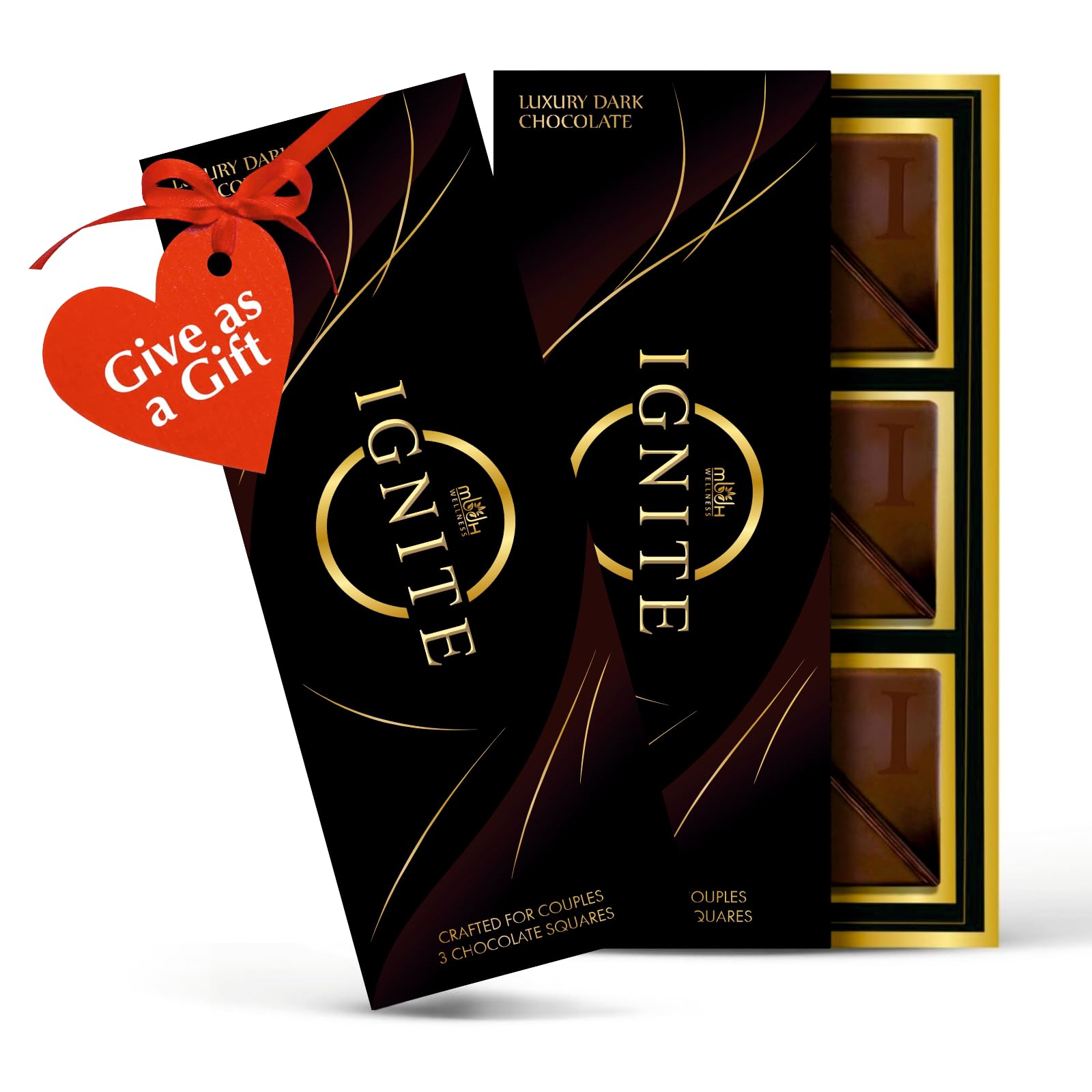 MBDH Wellness Ignite Chocolate Bars (1 Box) Premium Dark Chocolate For Mood & Vitality Boost | Crafted For Unisex| 100% Vegetarian & Gluten-Free (Pack of 2),280 G