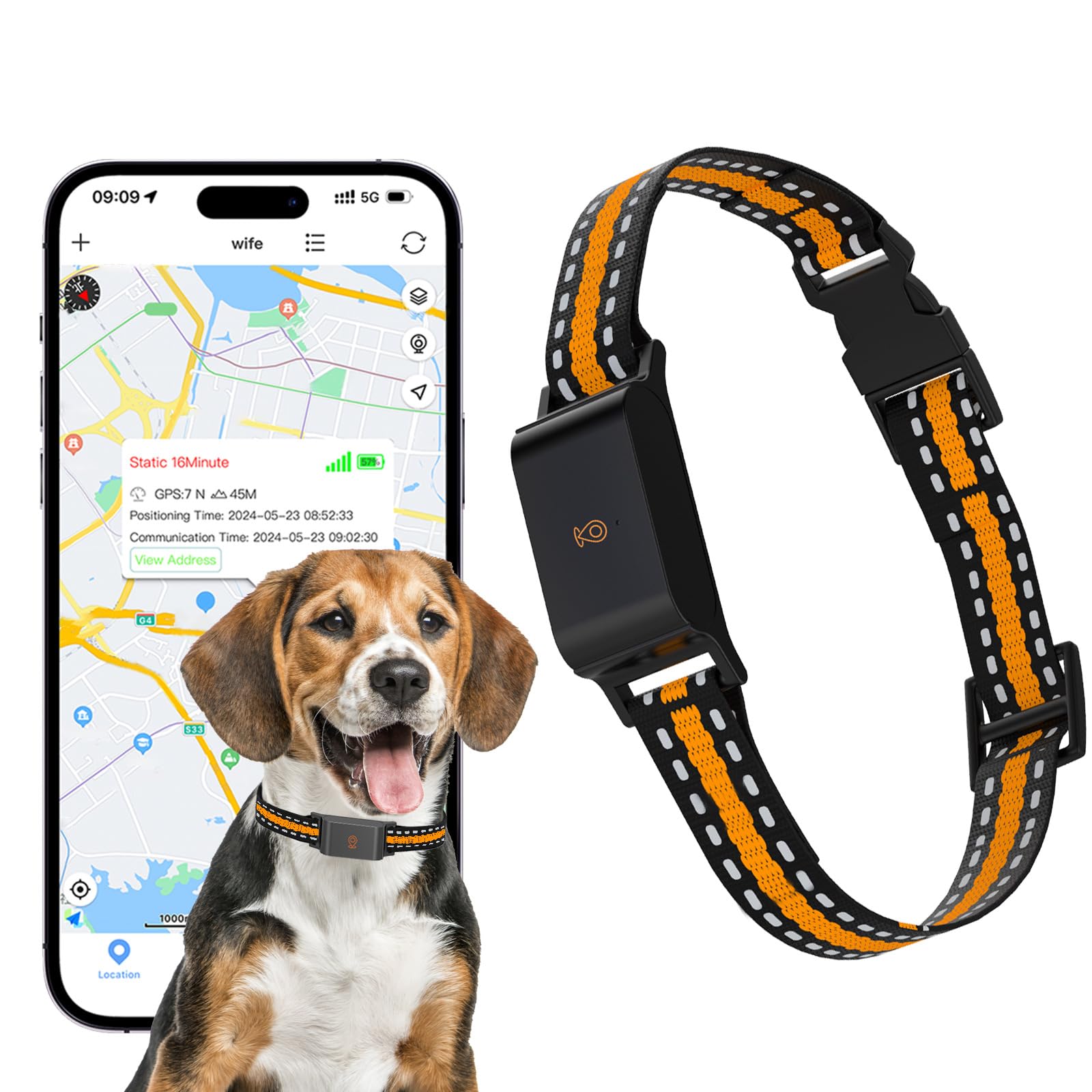 Dog GPS Tracker, Live Pet Tracker with Virtual Fence, Waterproof Anti-Lost Real-Time Tracking Breakaway Collar, Smart App Monitor Activity (Subscription 1 Year Free) (Black)