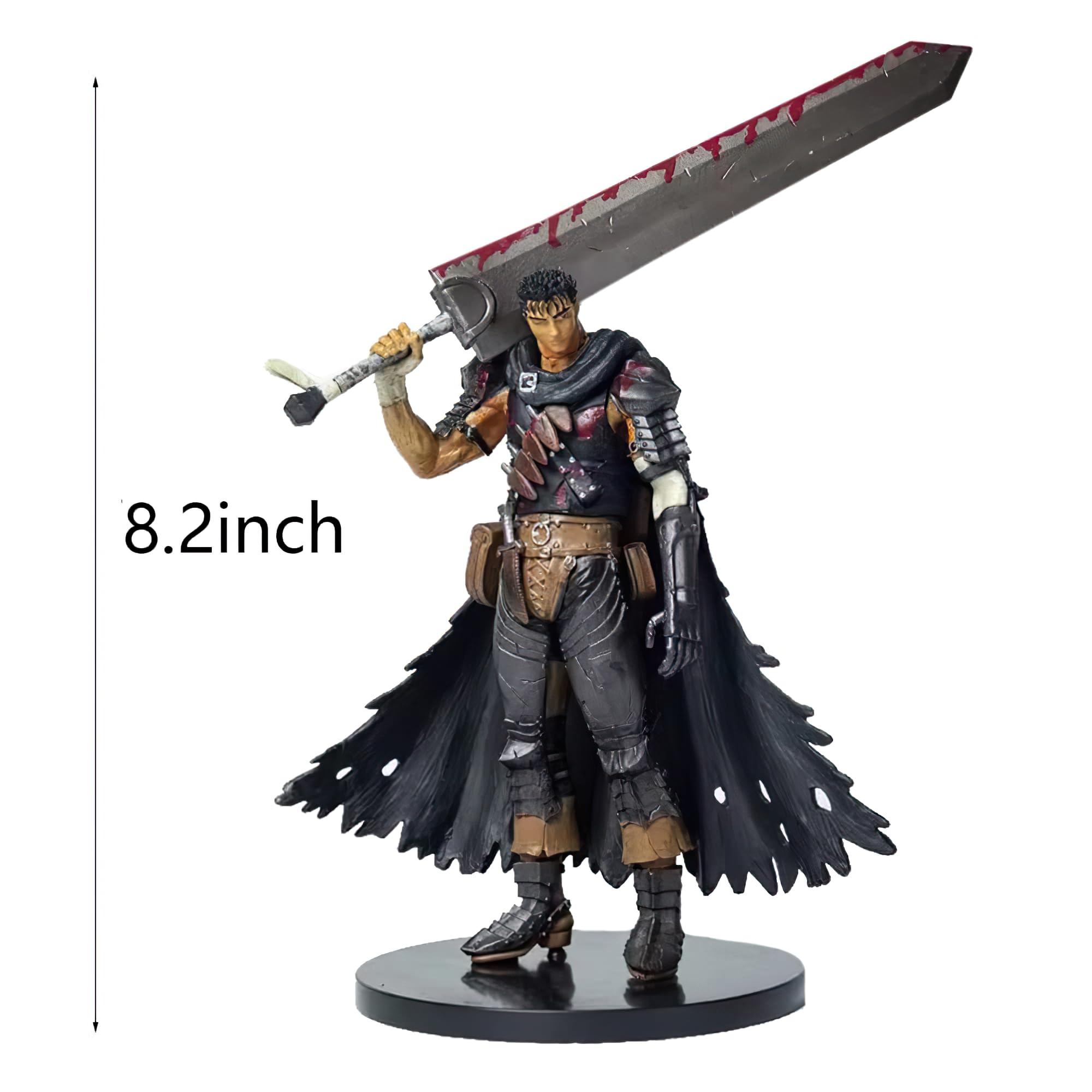 Anime Guts Figura Battle Damaged Bloody Version Figurine PVC Nero Spadaccino Guts Modello Statua Giocattolo Collezioni Ufficio Decorazioni Regalo