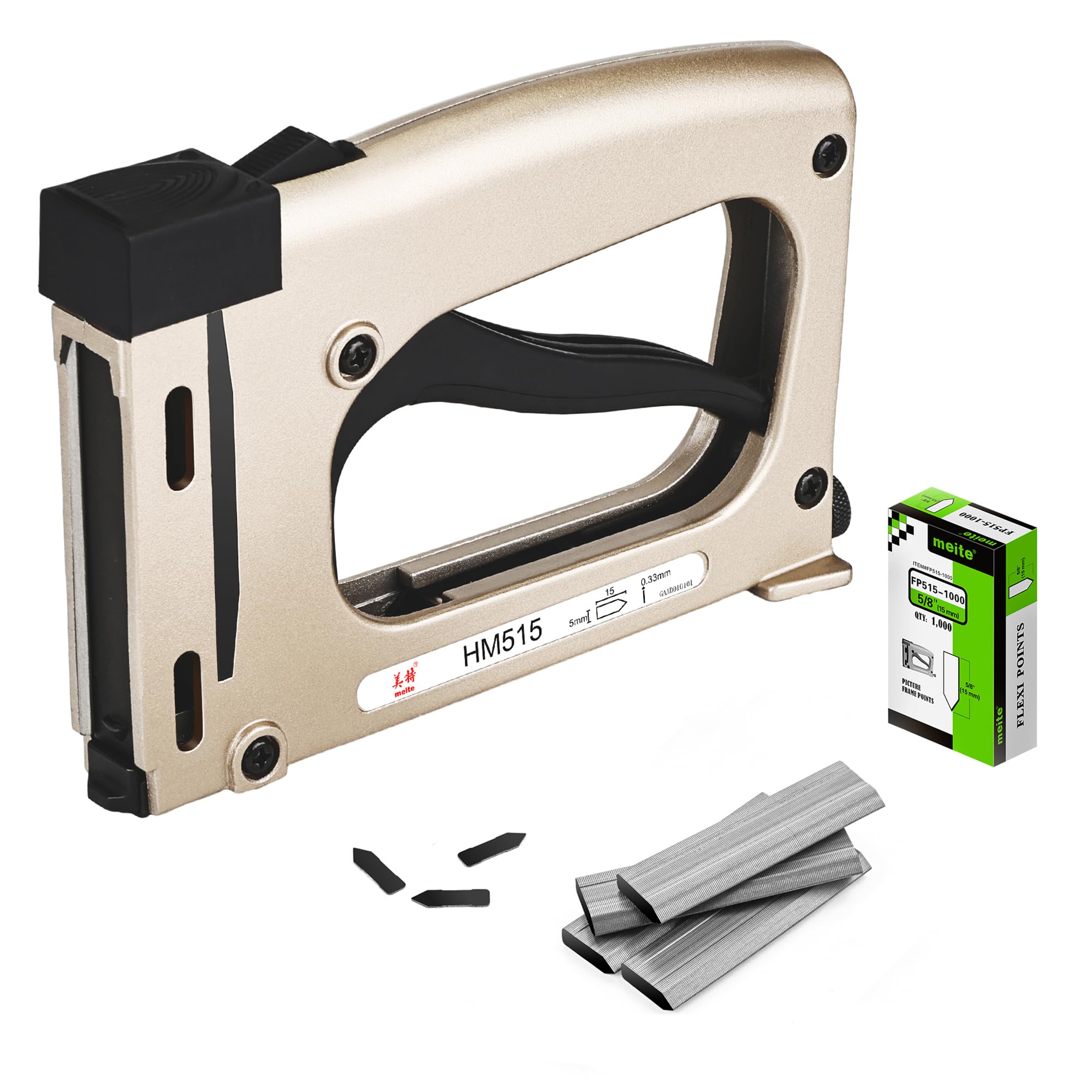 meite Point Driver HM515 Manual Tool with 1000-Count Flexible Point Nails, Picture Framing Tool for DIY Crafts, Frame Point Driver, Picture Frame Stapler/Nailer/Tacker