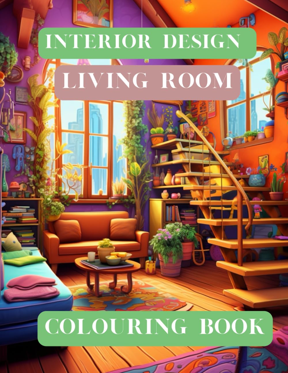 Interior Design Living Room Colouring Book (Adult Interior Living Room Colouring Book)
