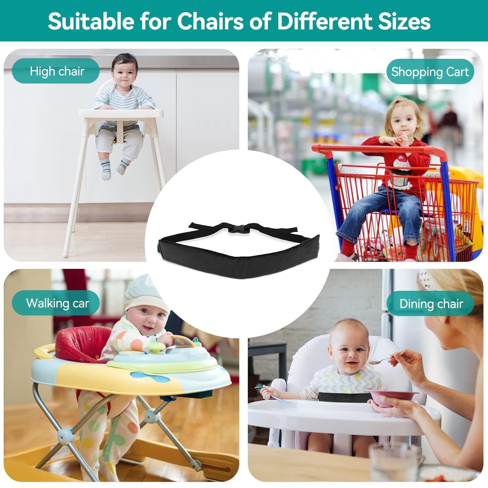 Harnais chaise haute, ceinture de sécurité pour bébé chaise de salle à manger pour bébé sangle de sécurité harnais réglable de chaise haute pour enfant en bas âge