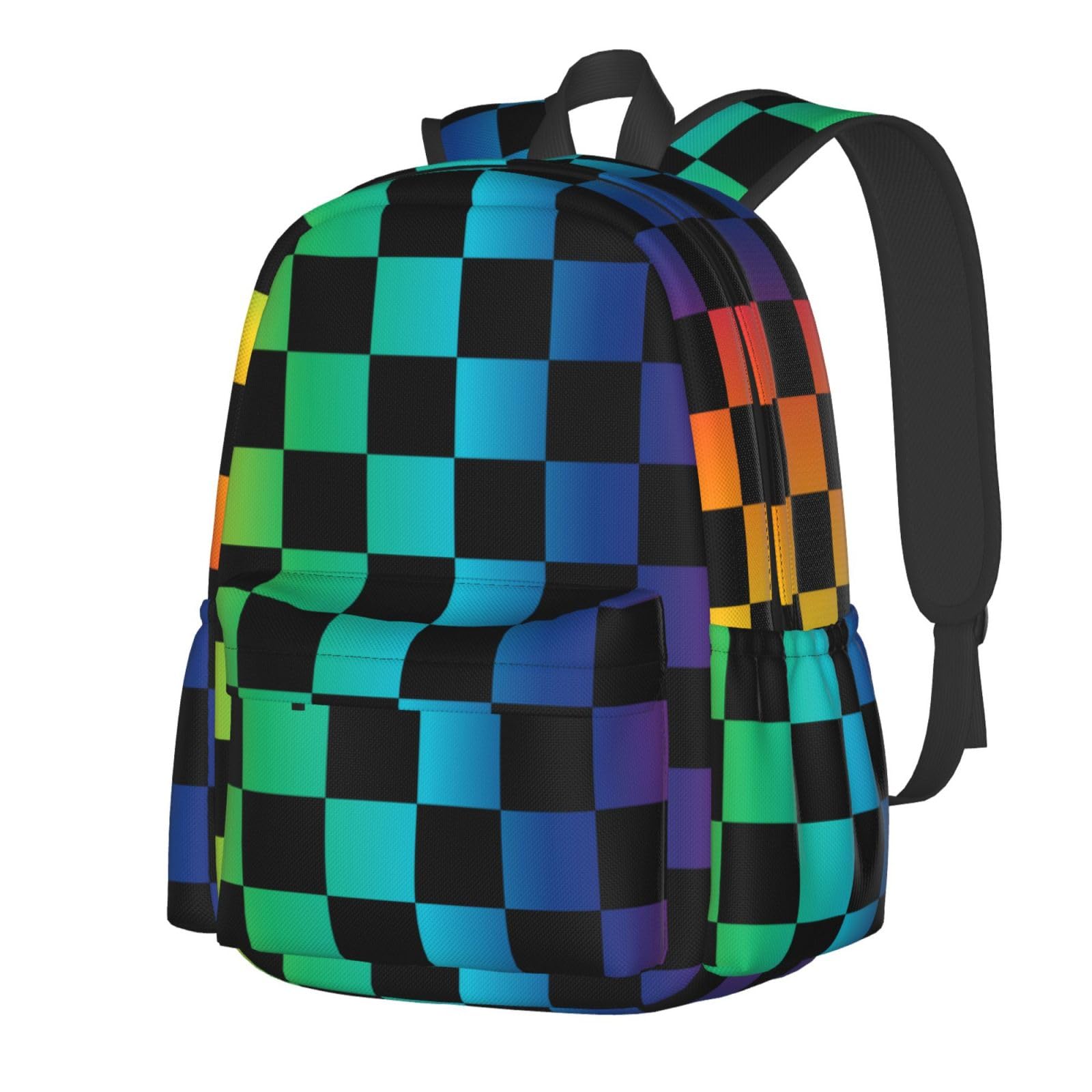 Jbofyee Colorful Checkered Laptop Backpack For Men Women, Lightweight Daypack Bookbag For Daily Commutes Business Travel Hiking