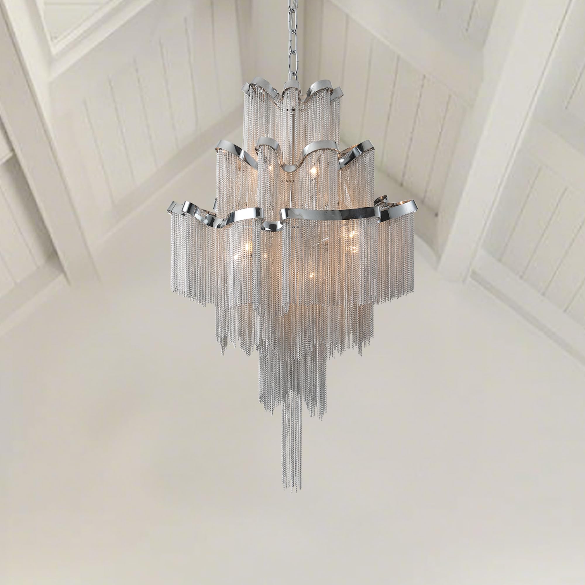 DEARLAN Modern Silver Chandeliers Contemporary Fringe Chandelier 8