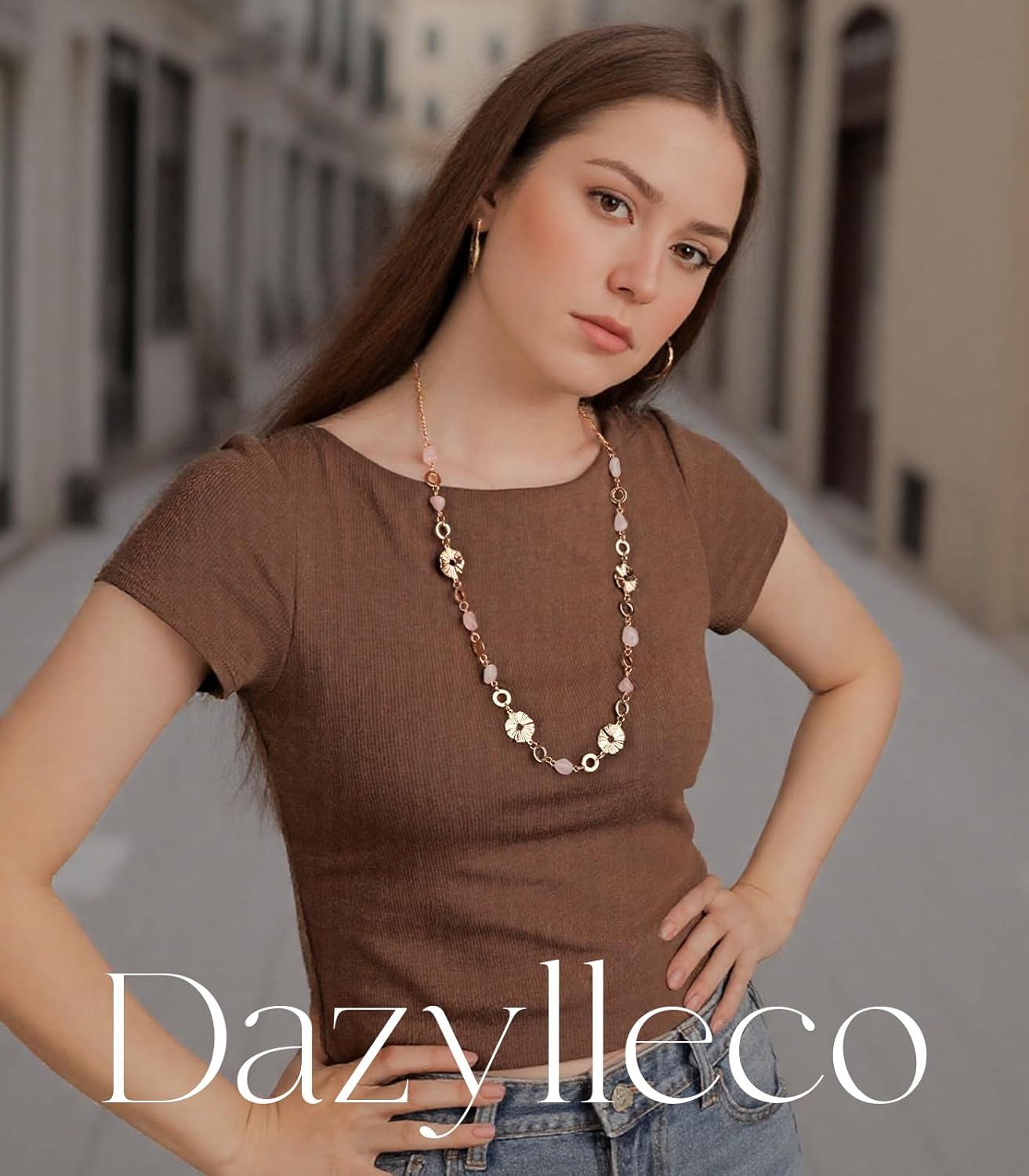 Long Gold Necklaces for Women Dainty Natural Stone Beaded Gold Necklace Mothers Day Gifts Boho Gold Costume Jewelry for Women - Image 2