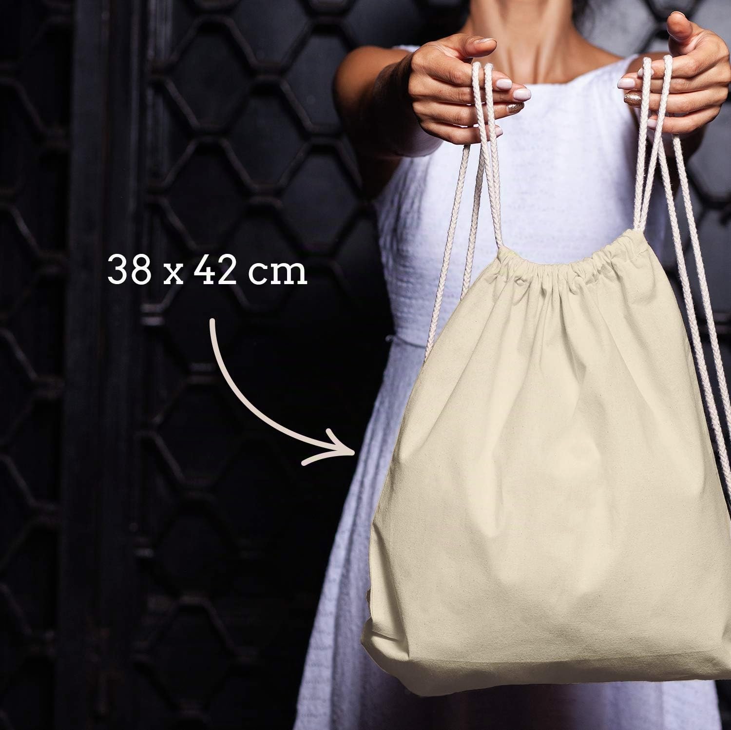 ELES VIDA Sacs de Gym en Coton Naturel, Sac de Sport Sac à Dos en Tissu Sac en Toile de Jute certifié Oeko-Tex