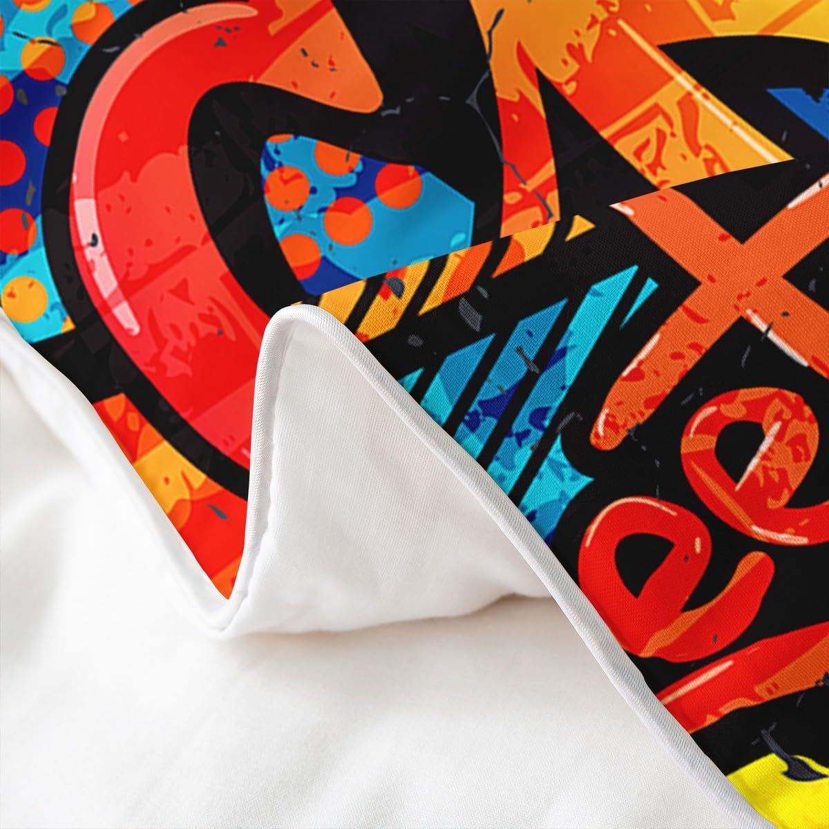 Homemissing Hippie Graffiti Style Housse de Couette 220x240cm 100% Coton Adolescent Hip Hop décoration Enfants Parure de Lit Garçon Fille Graffiti Motif Literie Set Street Culture Série 3 pièces