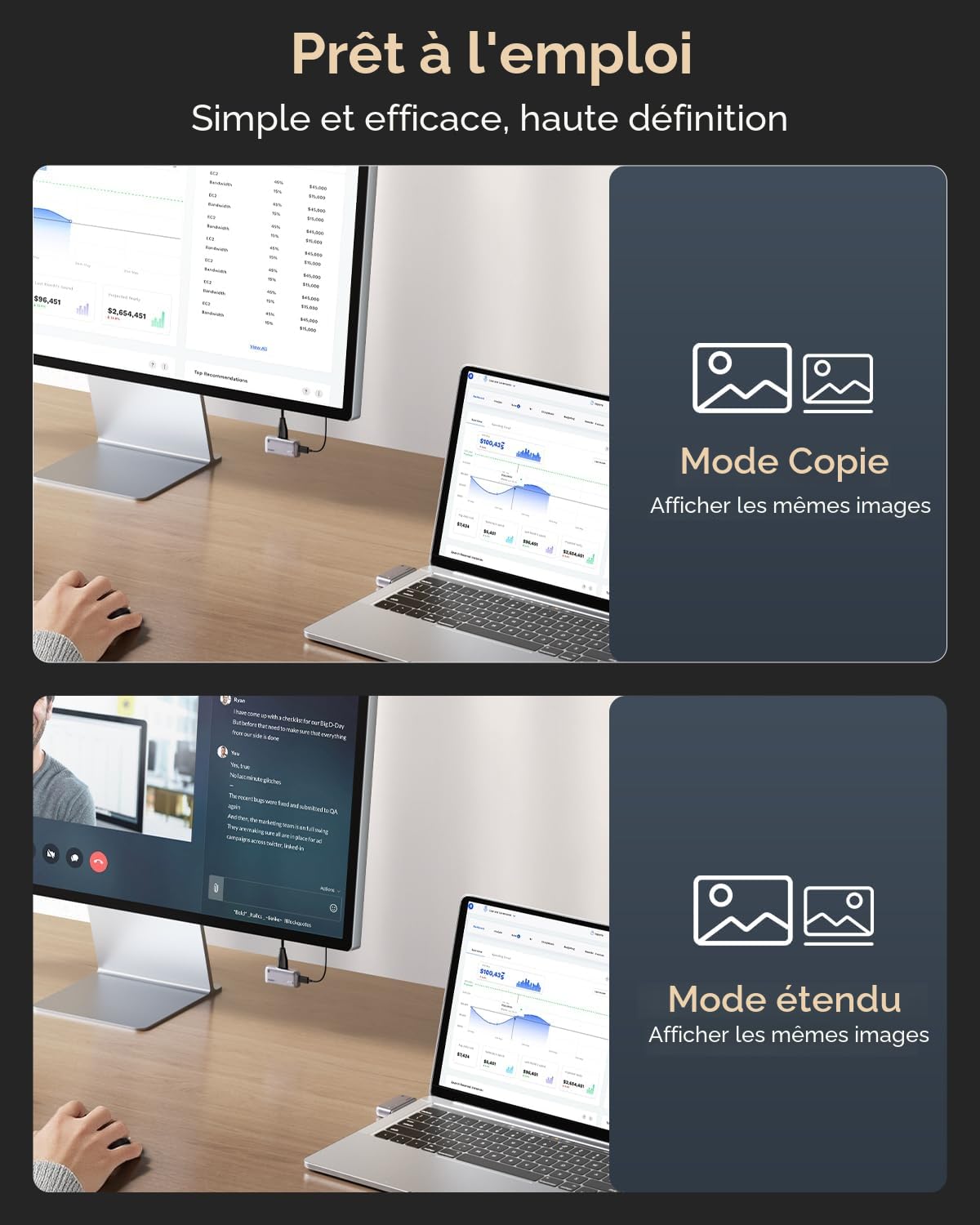 Ilano S850 USB-C Émetteur et Récepteur HDMI sans Fil