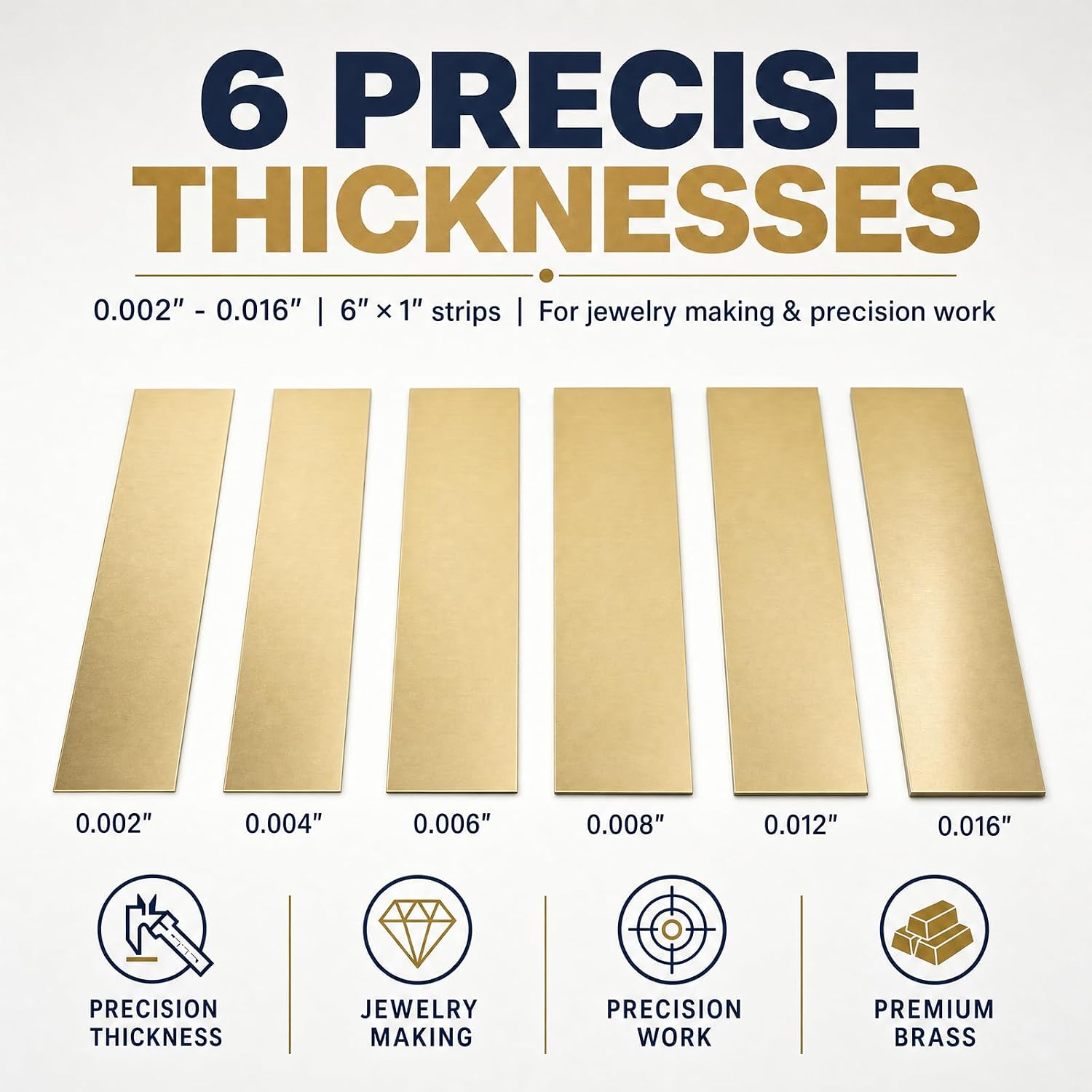 24 Pcs Brass Shim Stock, 6 Thicknesses 0.002"-0.016" for Calibration Repair | Non-Magnetic Malleable Brass, Burr-Free Polished Edges, Corrosion Resistant, for Jewelry Electronics Engine DIY