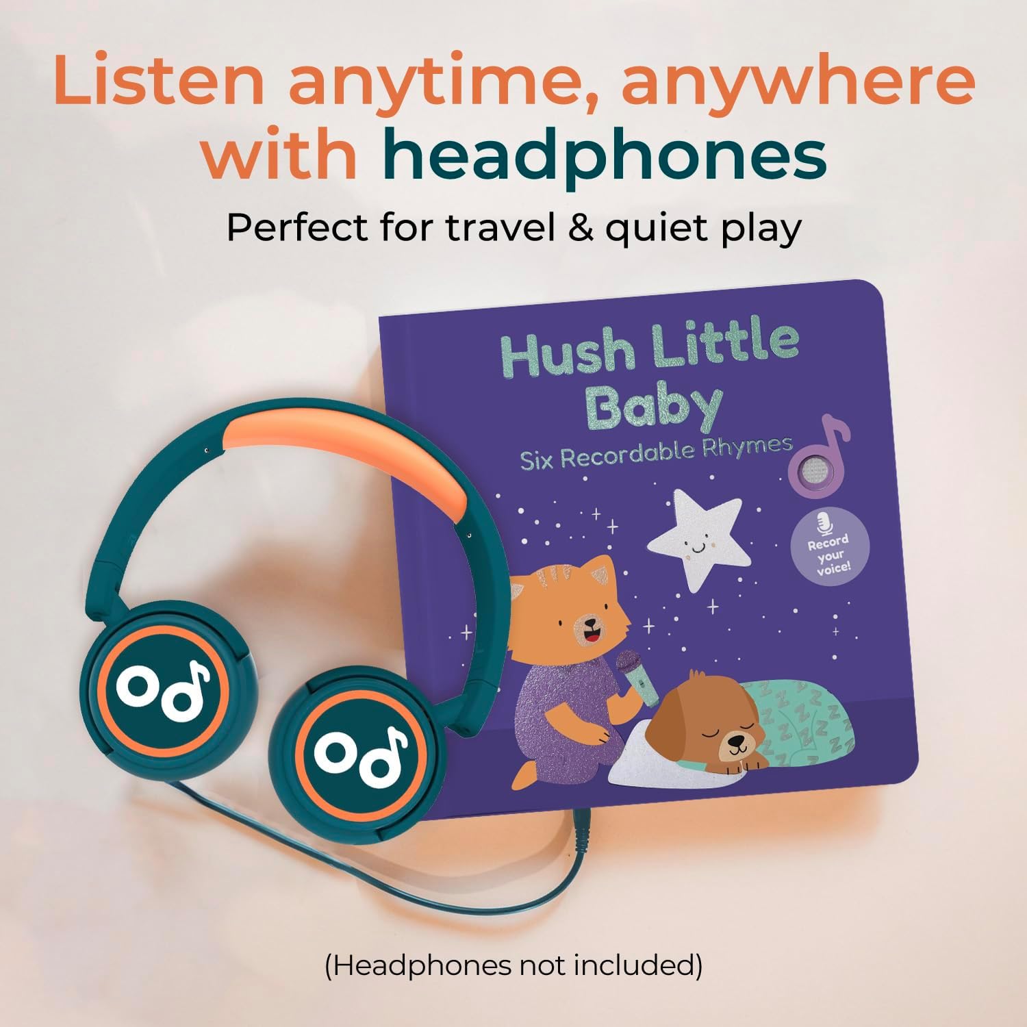 Cali's Books Hush Little Baby Recordable Music Book Toddlers 1-3 Years Old - Lullaby Rhymes Musical Book, Headphone Jack, Interactive Sound Book, Voice Recording Song Toy Children Girls Toddler Boys