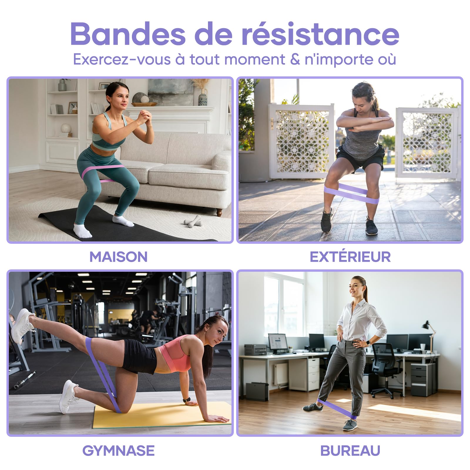Bande Elastique Musculation Lot de 5 avec 5 Niveaux de Résistance Différents, Sac de Rangement, Fitness