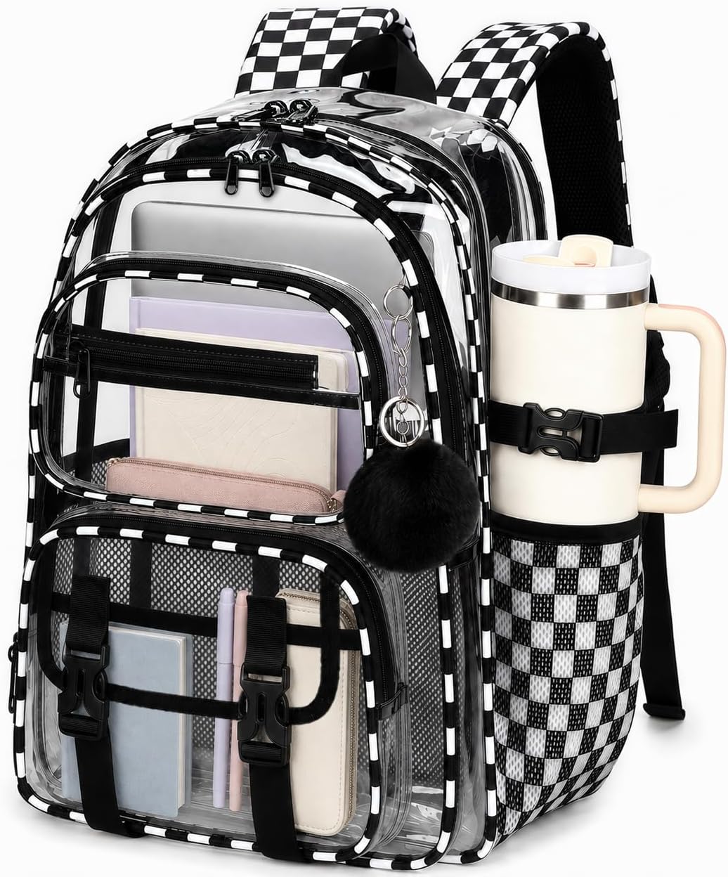 LEDAOU Clear Backpack, Heavy Duty Bookbag for Stadium Travel Work Concerts