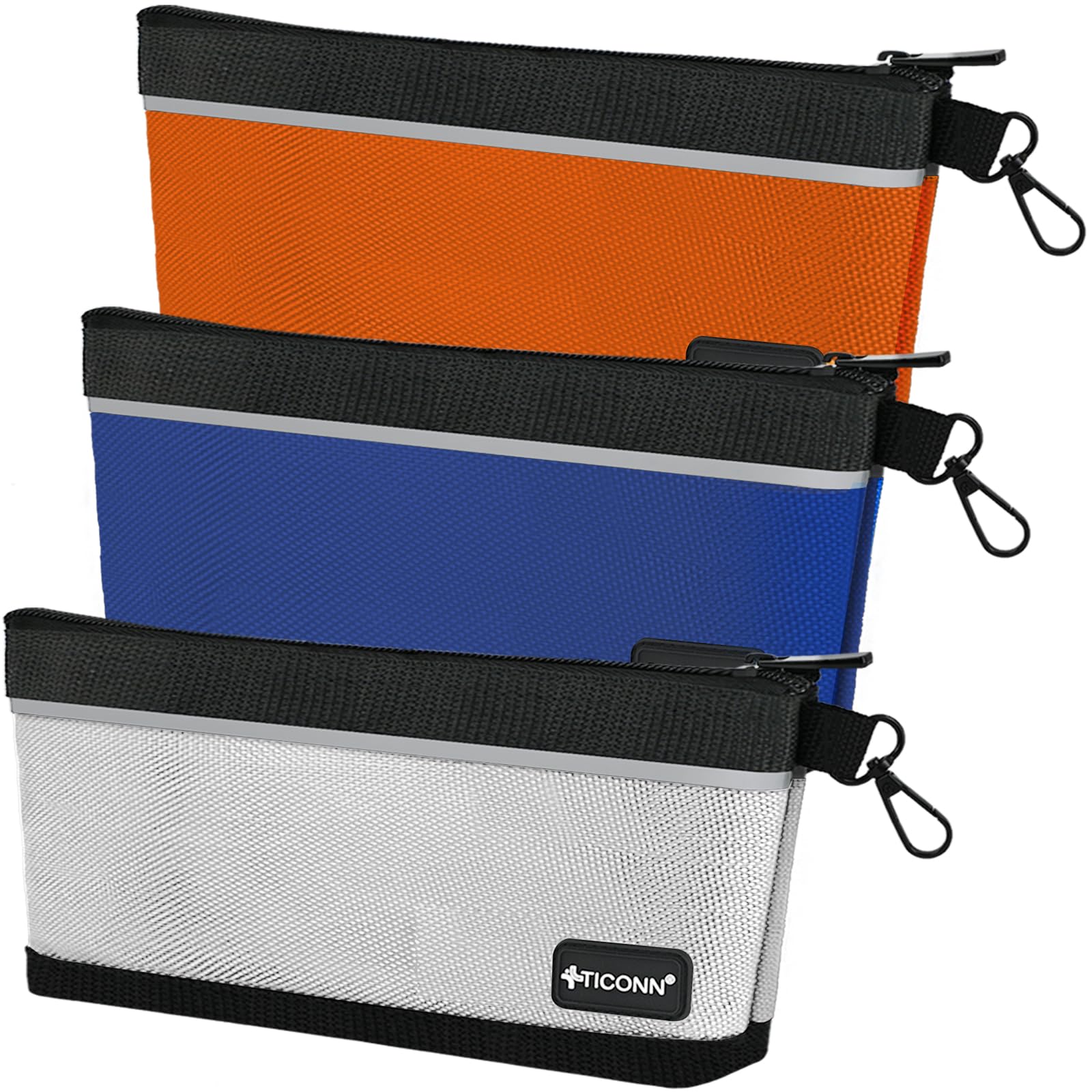 TICONN Tool Pouches with Zipper, 1680D Oxford Small Tool Bags, Waterproof Utility Bag Zipper Pouch for Tool Organizers and Storage (3 Pack Large)