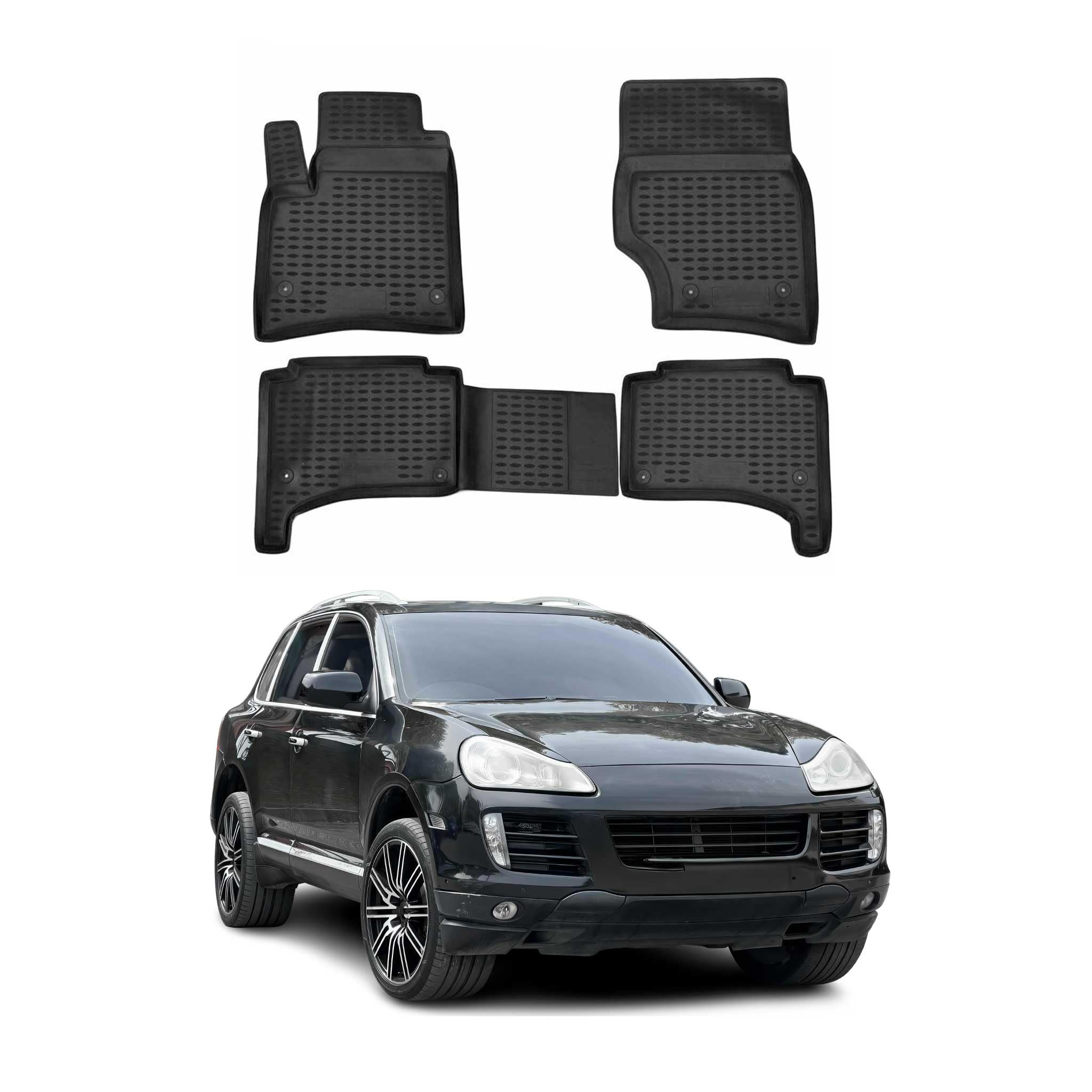 2002-2010 Porsche Cayenne dywaniki pod_ogowe TPE czarne 4 szt