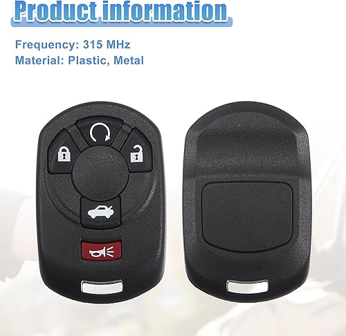 Miniatura 5 de ACROPIX Llavero remoto de entrada sin llave de 315 MHz, 5 botones, apto para Cadillac STS 2005 2006 2007 M3N65981403 - Paquete de 1 negro