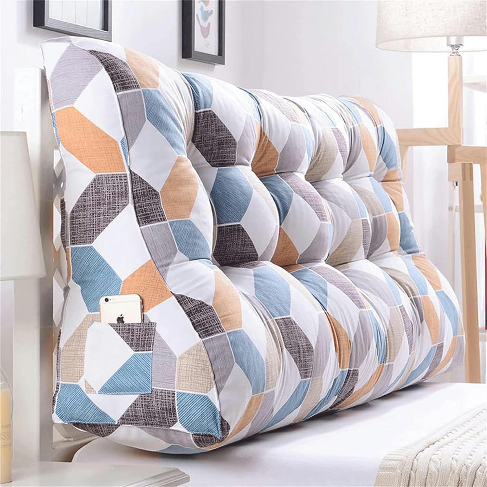 Coussin de lit de coin triangulaire grand oreiller tatami dos