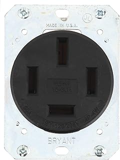 Bryant 8360FR 60 Amp Industrial Grade, NEMA 18-60, 7 1/2 HP Receptacle, 120 / 208V AC, 3 Phase Y 4 Pole 4 Wire Single Flush, Black
