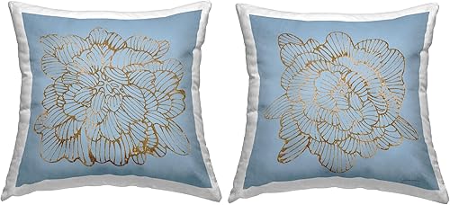 Stupell Industries Liz Jardine - Juego de 2 fundas de almohada (18 x 18 pulgadas) con diseño de flores de Blue Glam