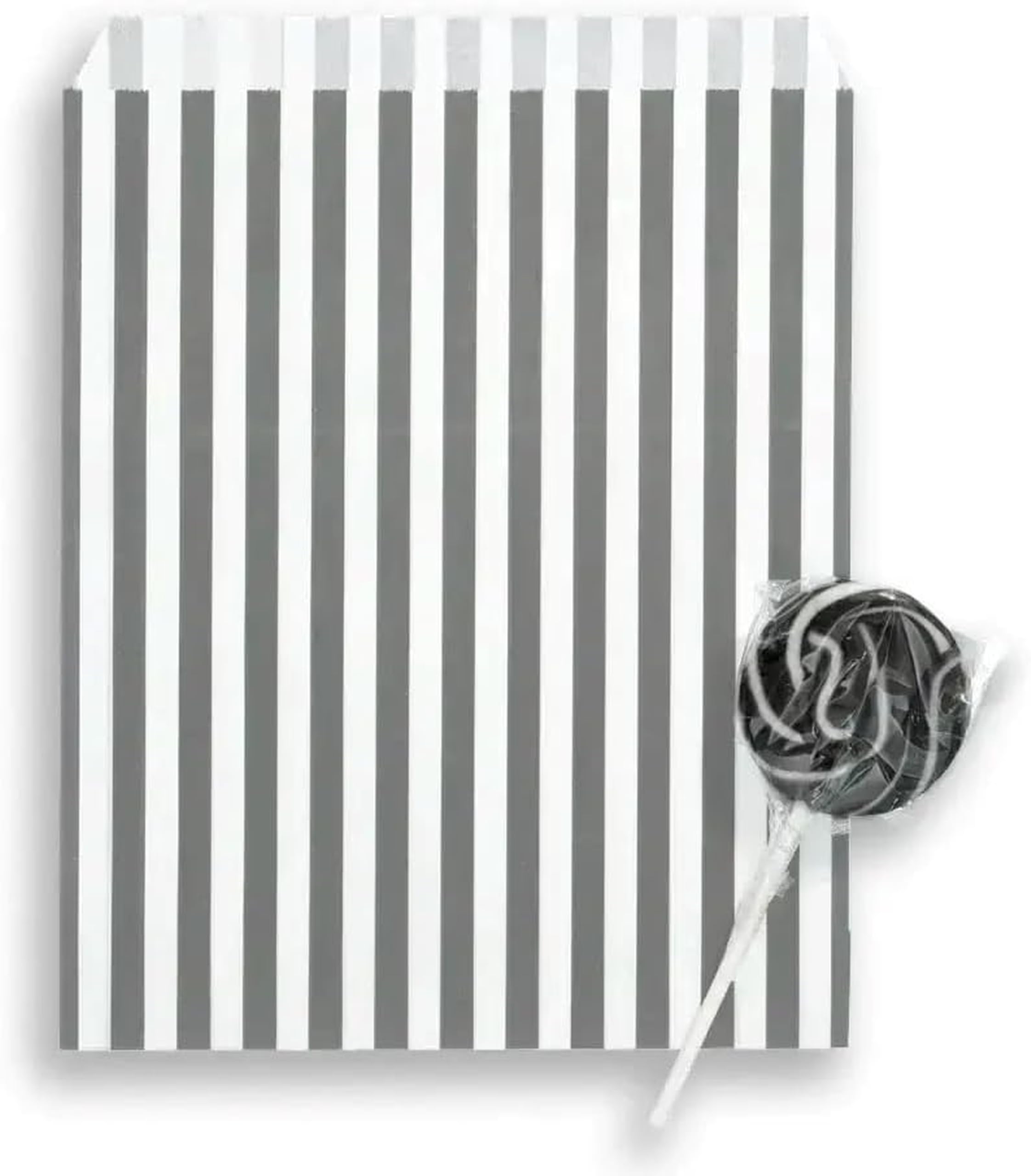 RFE 10" x 14" Striped Candy Sweet Paper Bags | Wedding Buffet Favour Cake Gift Pick n Mix Shop | Premium Quality UK Made *CHOOSE SIZE & QUANTITY* (Grey, 50 Bags)