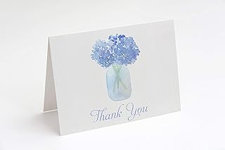Hydrangea Thank You Cards With Envelopes Blank Inside Mason Jar Notes For Bridal Shower Wedding (24 Count)