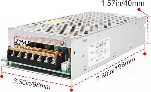 Miniatura 4 de DROK Fuente de alimentación de 24 V, CA 110 V220 V a CC 0-24 V 0-20 A 480 W, adaptador ajustable de amplificador de voltios regulado 5 V 12 V 24 V