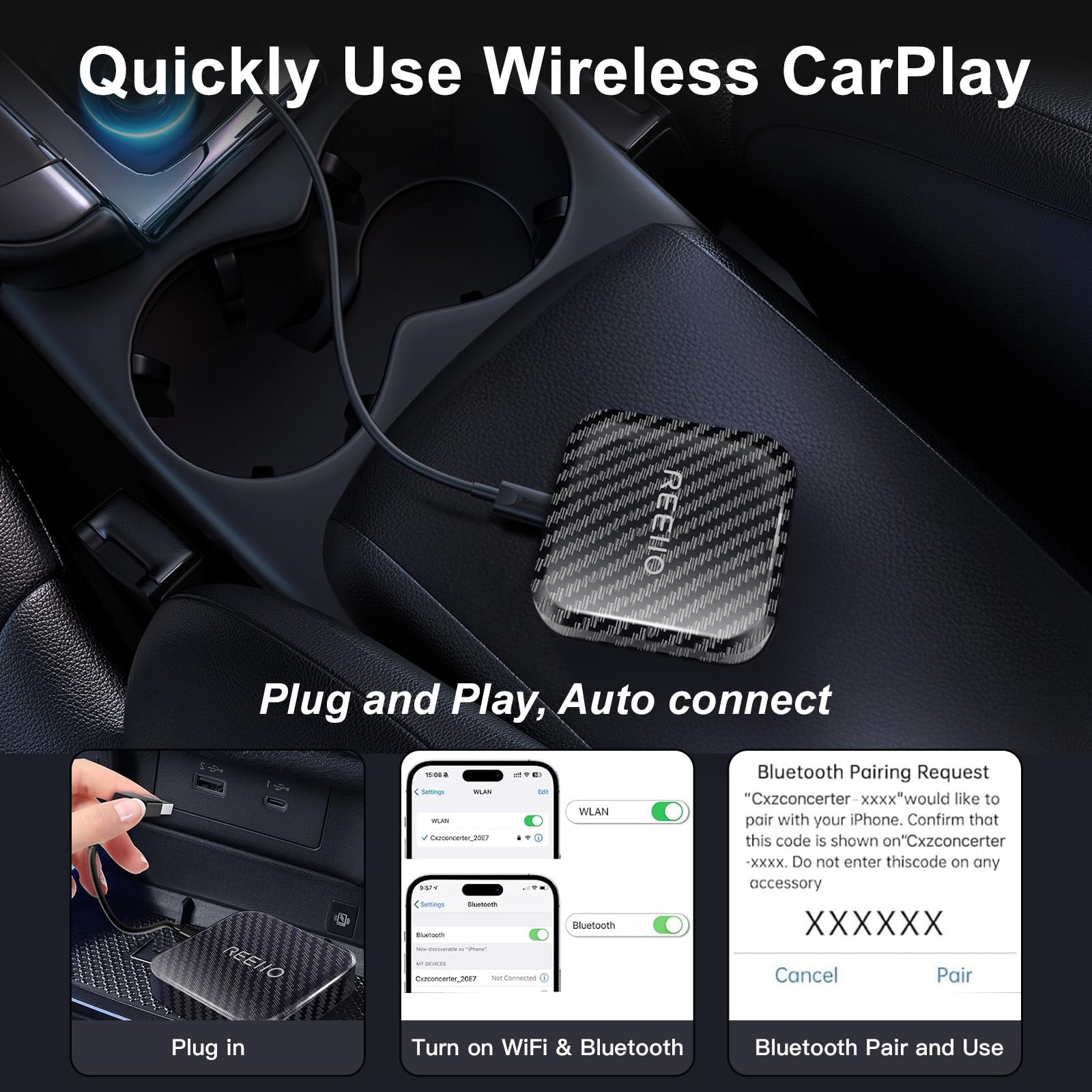 CarPlayBox wireless con scheda Netflix/YouTube/TF Converte CarPlay cablato in un adattatore wireless per auto CarPlay cablata di fabbrica