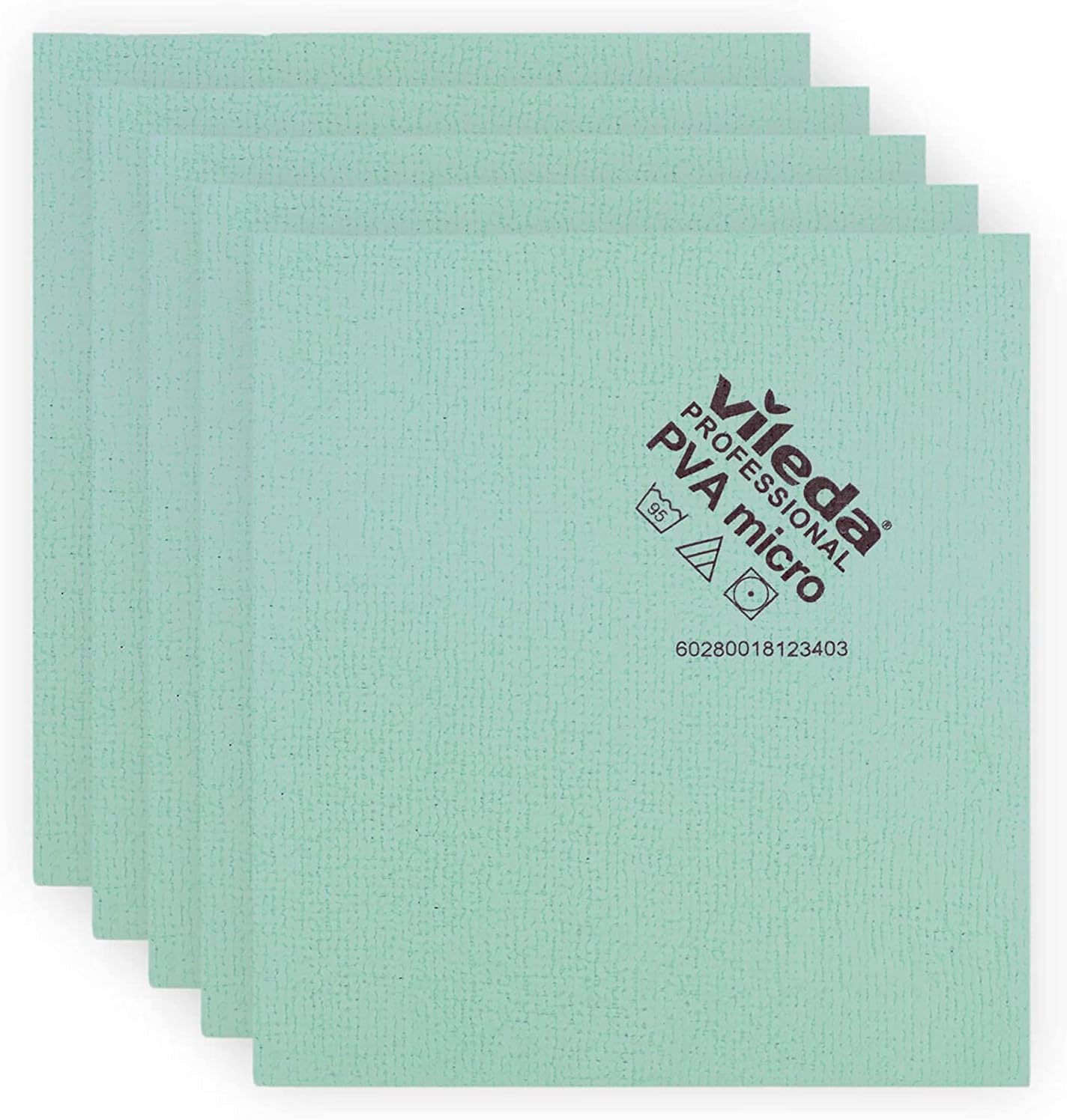 Professional | PVA Microfiber Cloth | All Purpose Cleaning Shammy | Shiny Streak Free Results | Synthetic Chamois Towel | Ideal for Hard Surfaces | Smooth & Absorbent Materials | 5 Pack | Green
