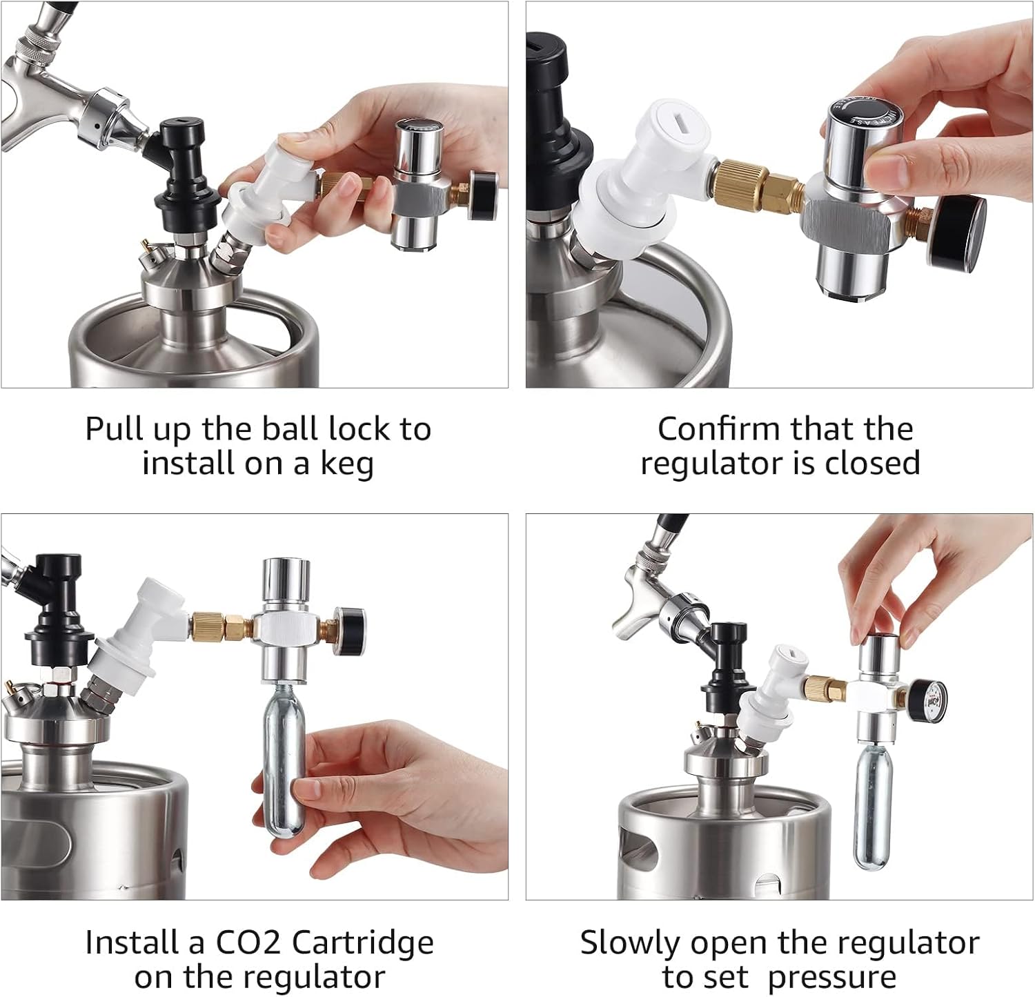 FERRODAY 0-60 PSI Mini Keg Regulator CO2 Charger Portable Beer keg Regulator Mini Barrel Regulator Cornelius Corny Beer Growler CO2 Regulator 3/8 Adapter W/Ball Lock