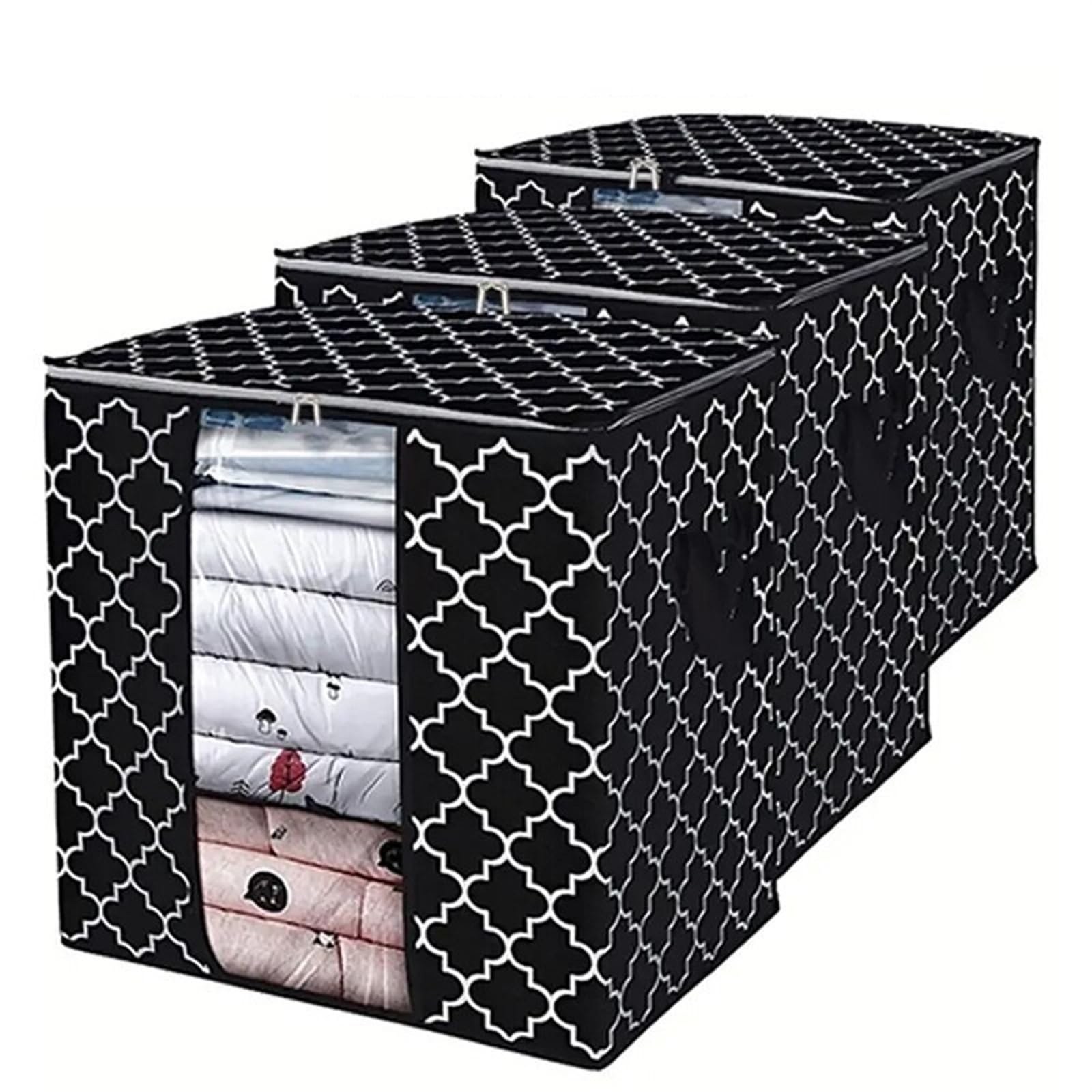 Steppdecken-Kleider-Organizer 3 stücke Quilt Lagerung Taschen Mit Zipper Faltbare Kleidung Lagerung Organizer Staubdicht Wasserdicht Große Kapazität Hause Schrank Organisieren Aufbewahrungstasche(Vert