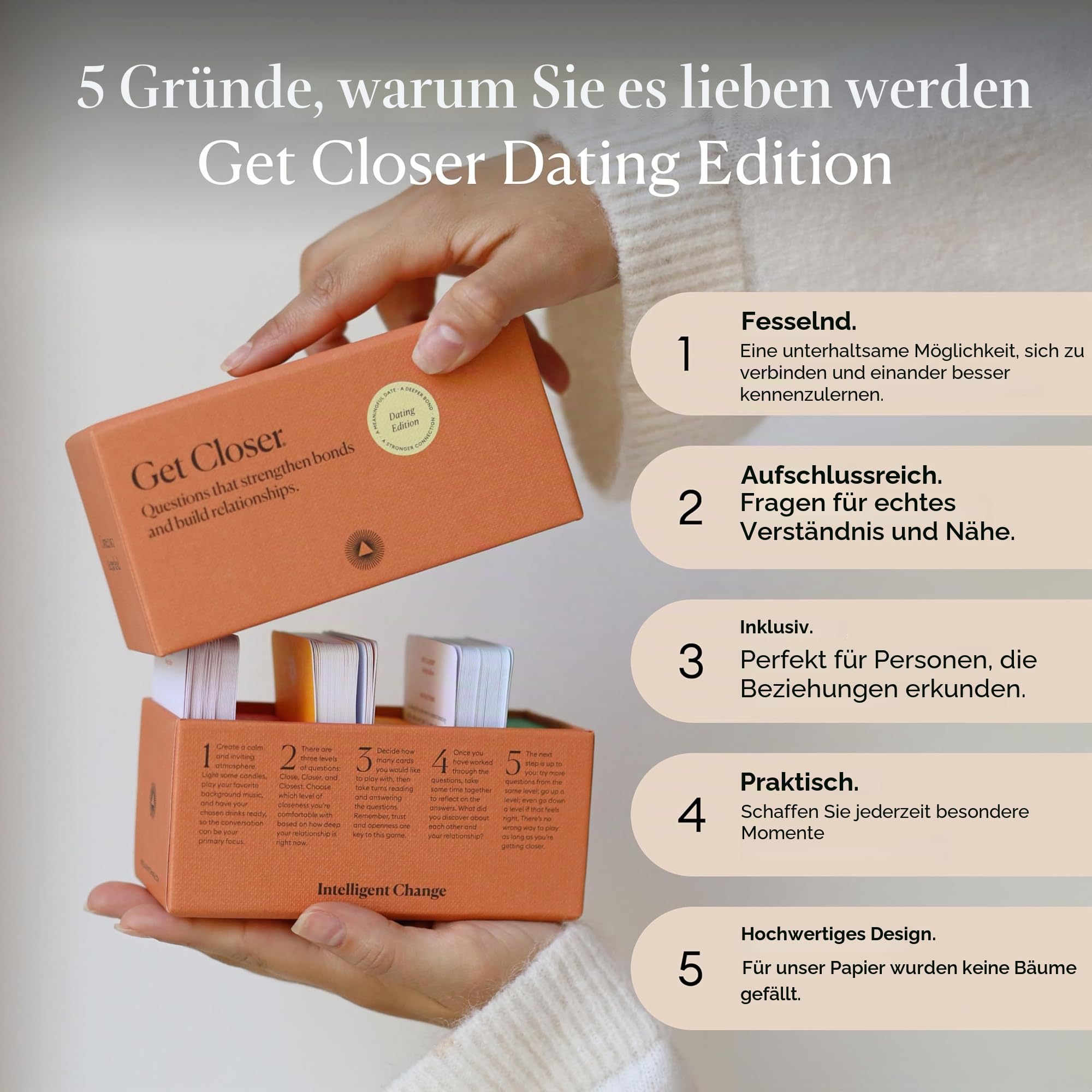 Intelligent Change Get Closer Dating Edition Gesprächskarten, Gesprächsstarter, Frage-und-Antwort-Spiel, lustiges Kartenspiel für Dating-Paare, Date-Night-Aktivitäten (Dating Edition)