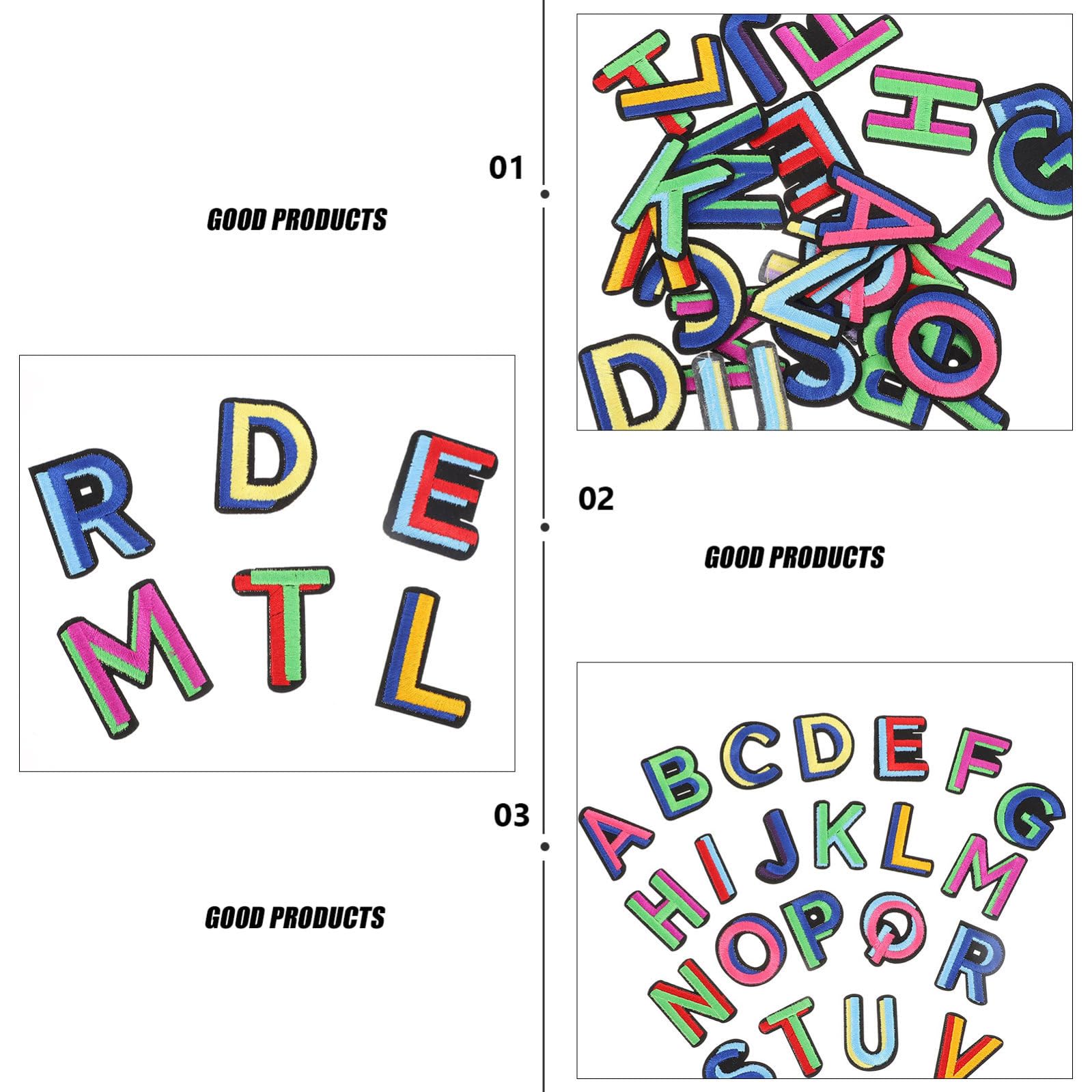 VILLCASE 156 Stck Teiliges Bunte Alphabet Bügelflicken und Näh Patches für Kleidung Taschen Schuhe und Hüte DIY Bastelset zum Aufnähen und Aufbügeln Vielseitige Textilapplikationen für