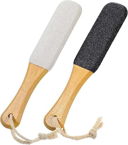 Paquete de 2 limas de callos para pies, removedor de callos para pies, piedra pómez natural para talones agrietados, doble uso húmedoseco, cuidado