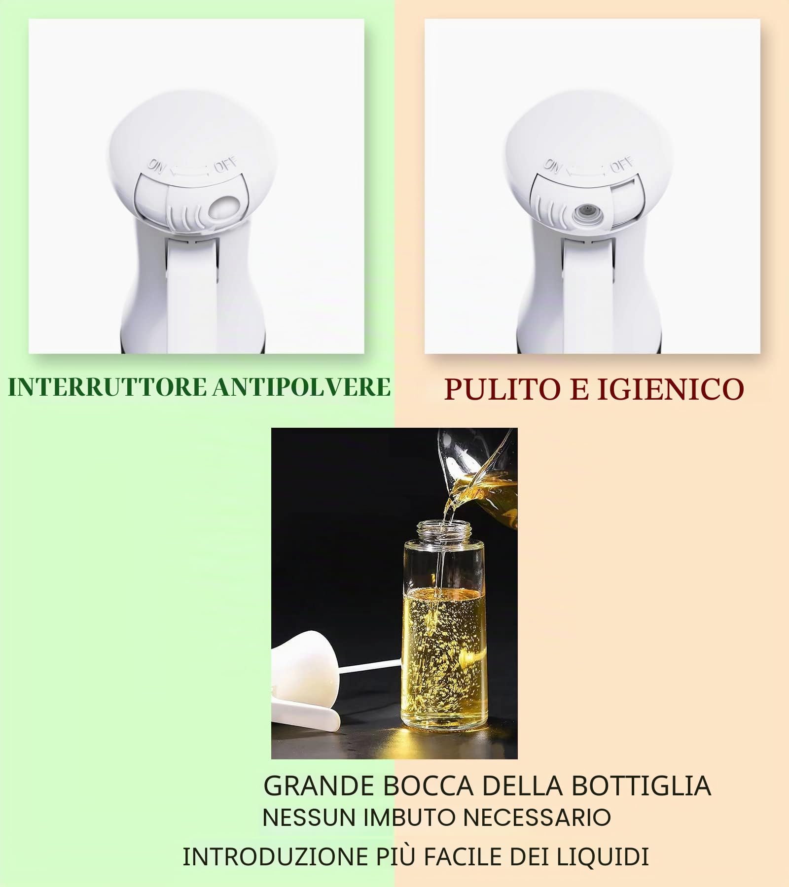 Spruzzino Olio, Nebulizzatore Olio per Friggitrice ad Aria, 200ML Olio Spray, Protezione Dalla Polvere Spruzzatore Olio