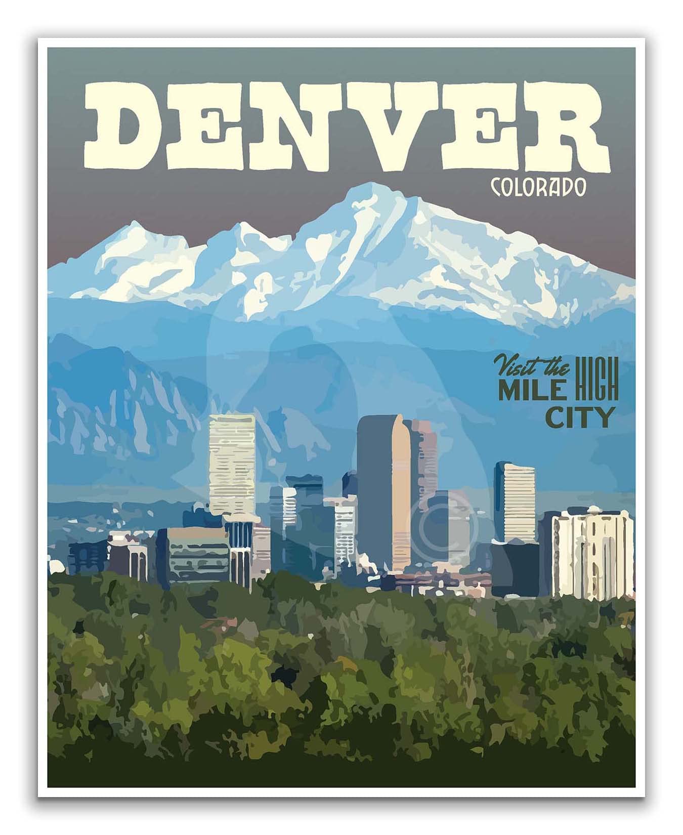 Denver Colorado - Póster de viaje vintage de 20 x 30 pulgadas (19.7 x 29.5 in) en lienzo y arte de pared, decoración moderna para dormitorio familiar