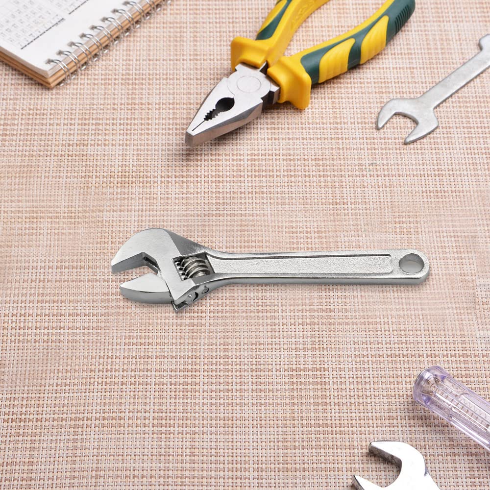 ZoZoMaiy Adjustable Wrench 4 Inch Mini Metal Adjustable Wrench for and Maintenance for Industry and Automatic Repair (Silver) - Image 4