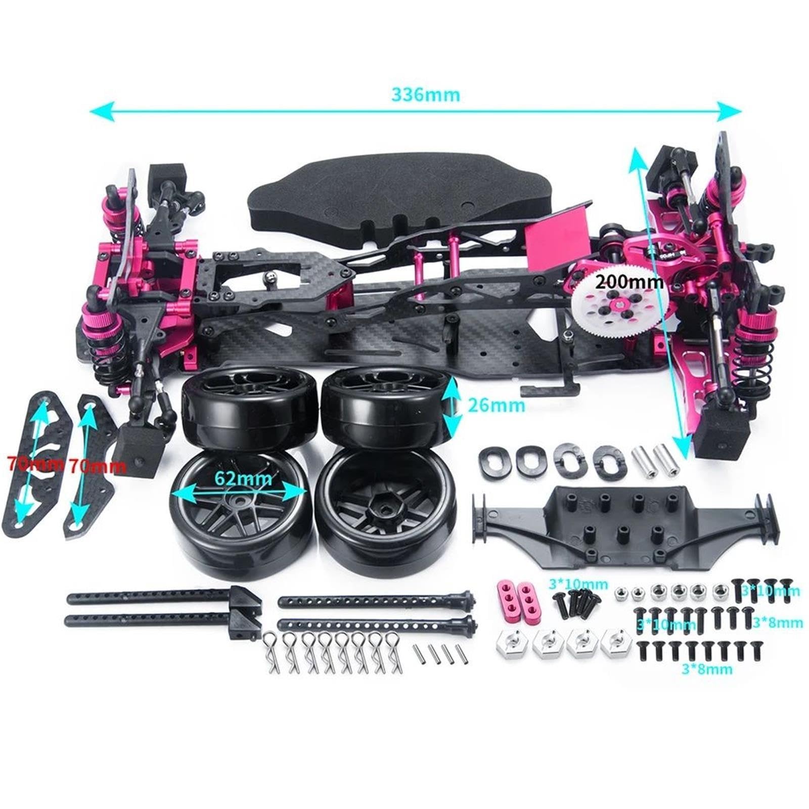 Kit Cadre Châssis Rc Empattement 205/257mm pour Sakura D5 Mr 1/10