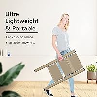 Vista 5 de Escalera de 3 escalones, taburete plegable, escalera plegable de aluminio ligero con pedal ancho antideslizante y resistente, multiusos