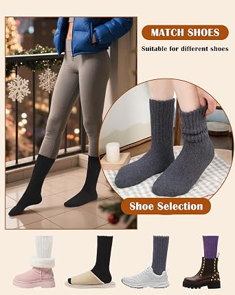 YSense Womens Thermal Wool Boot Socks for 4 Pairs