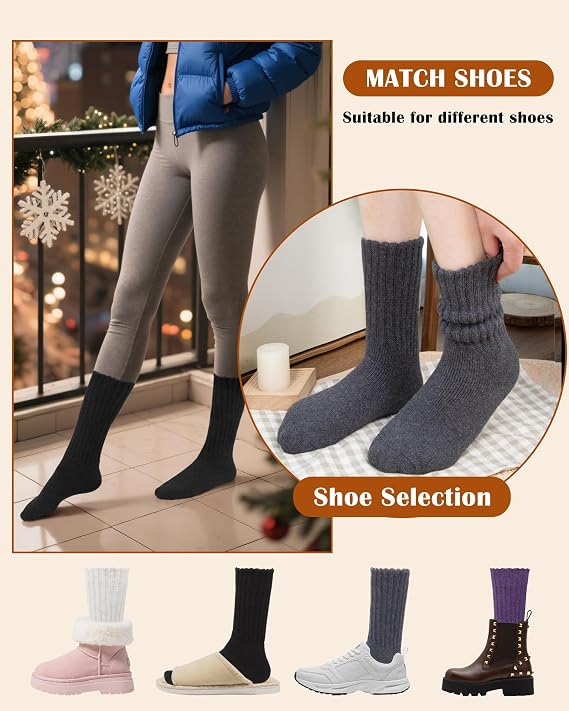 YSense Womens Thermal Wool Boot Socks for 4 Pairs