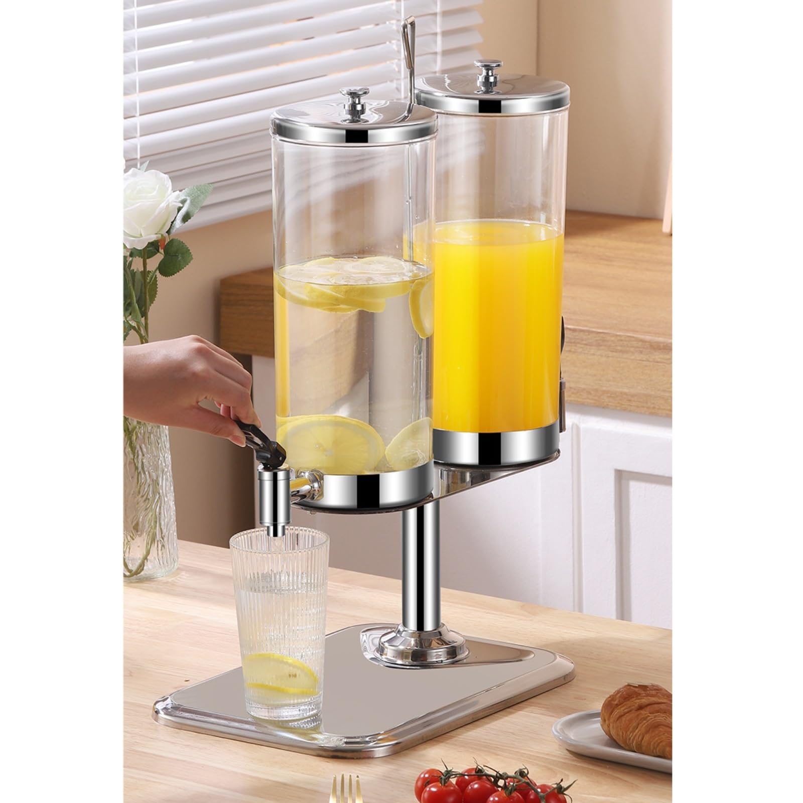 Dispensador giratorio de bebidas y cereales de 360°, máquina todo en 1 for cereales y zumos comerciales, contenedor de almacenamiento de 2/3 cabezales