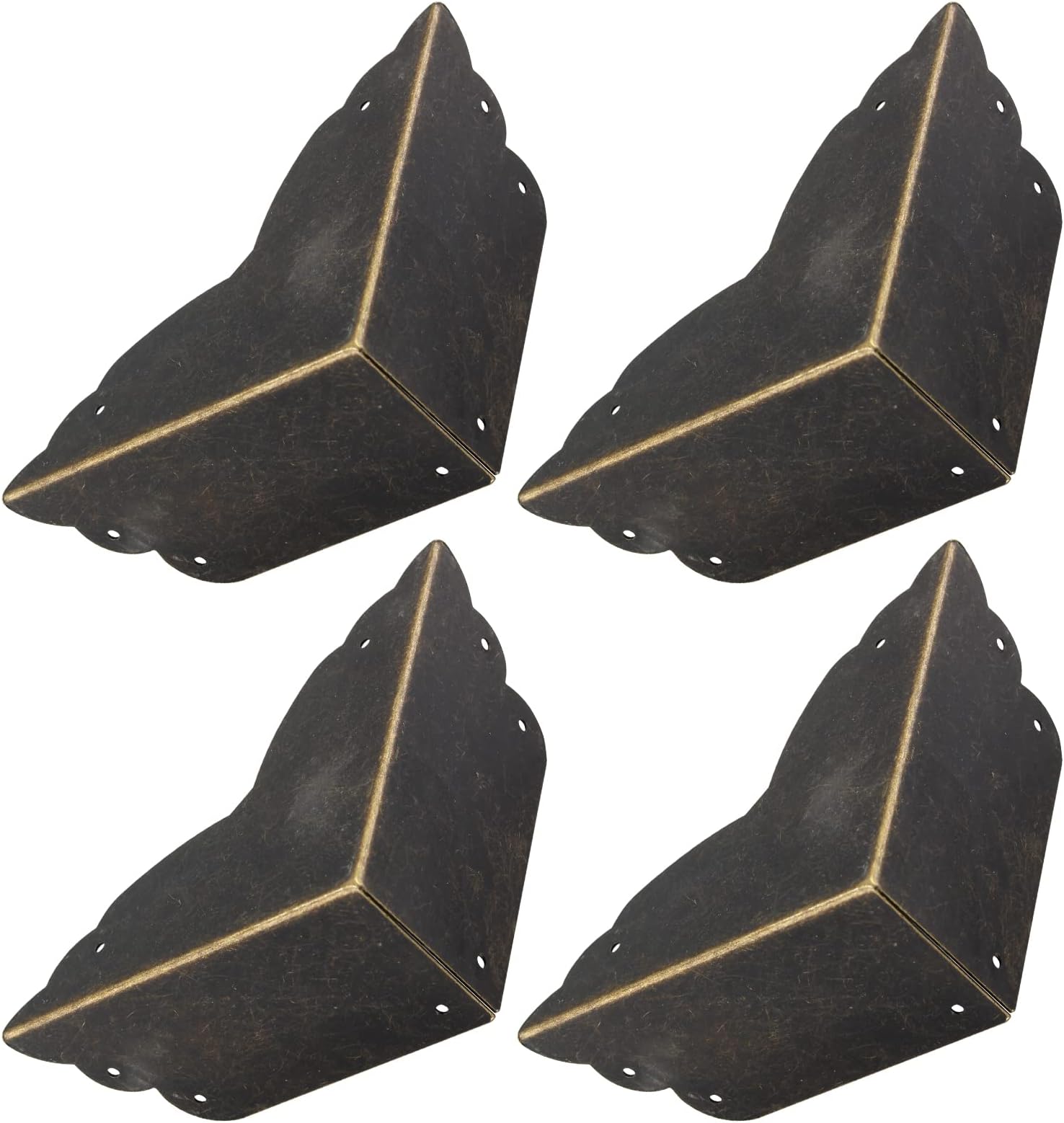 BokWin 4 Pcs Metal Furniture Corner Protectors,2.76"x2.76"x1.18" Antique Bronze Safety Corner Covers,Small Edge Corner Guard for Box Table Cabinet