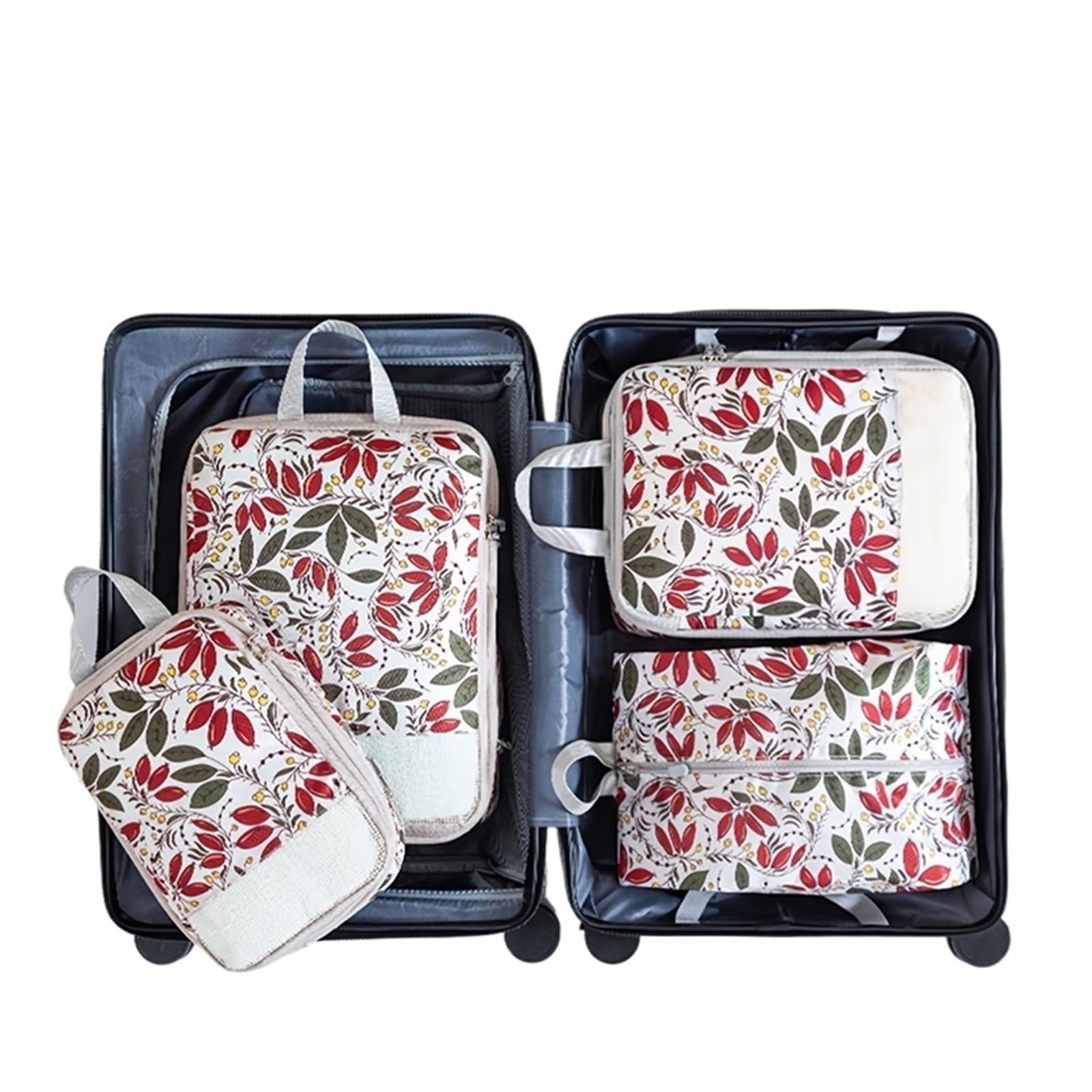 Organizador Maleta Bolsas de almacenamiento compresión 4 piezas, cubos embalaje plegables gran capacidad, lavables y expandibles, juego bolsas equipaje Viaje(Color 03)