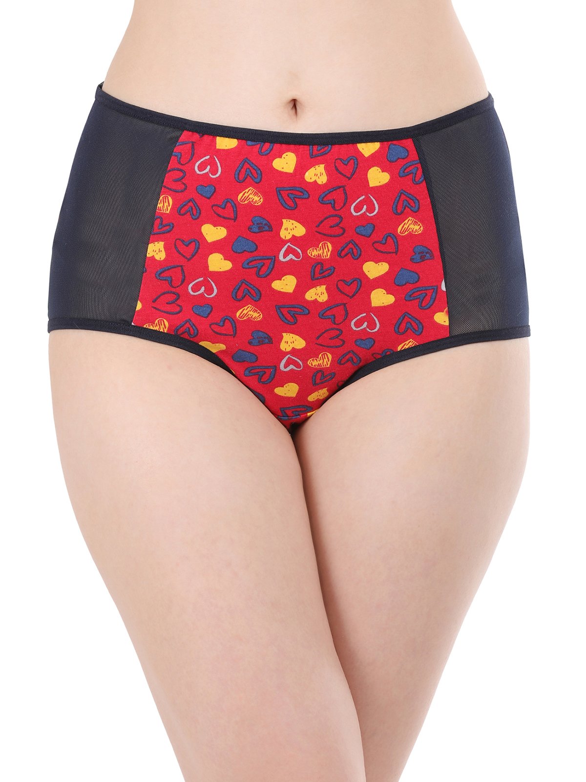 Slip hipster en coton rouge taille haute Clovia 34 avec imprimé ailes - 5