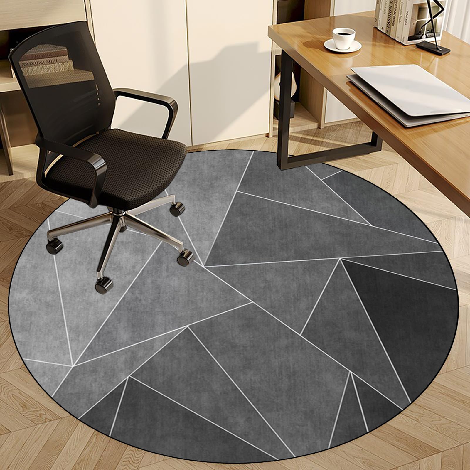 Fzamudng W1-303 Round Chair Mat For Hardwood Floor - Carpet Protector Floor Mat - Desk Chair Mat For Home - Office Gaming Rolling Chair Mat - 120 Cm Multi-Purpose Anti-Slip Floor Protectors Rug