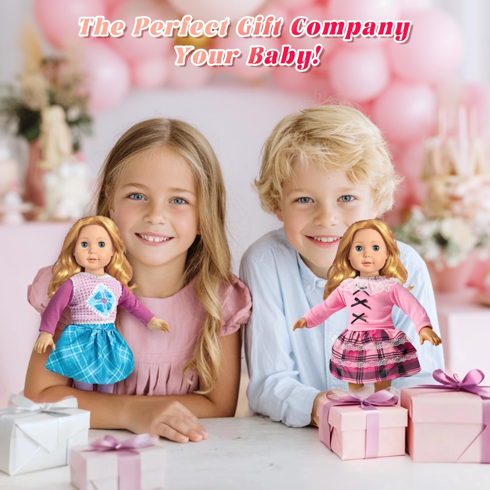 WONDOLL 9 zestawów amerykańskich ubrań i akcesoriów dla lalek 45 cm - zestawy strojów - zestaw mody księżniczki dla dziewczynki (bez lalki)