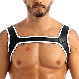 Arnés para hombre con correas anchas, protector de cinturón, juego de rol, ropa de club, cosplay, fiesta, color blanco, talla M