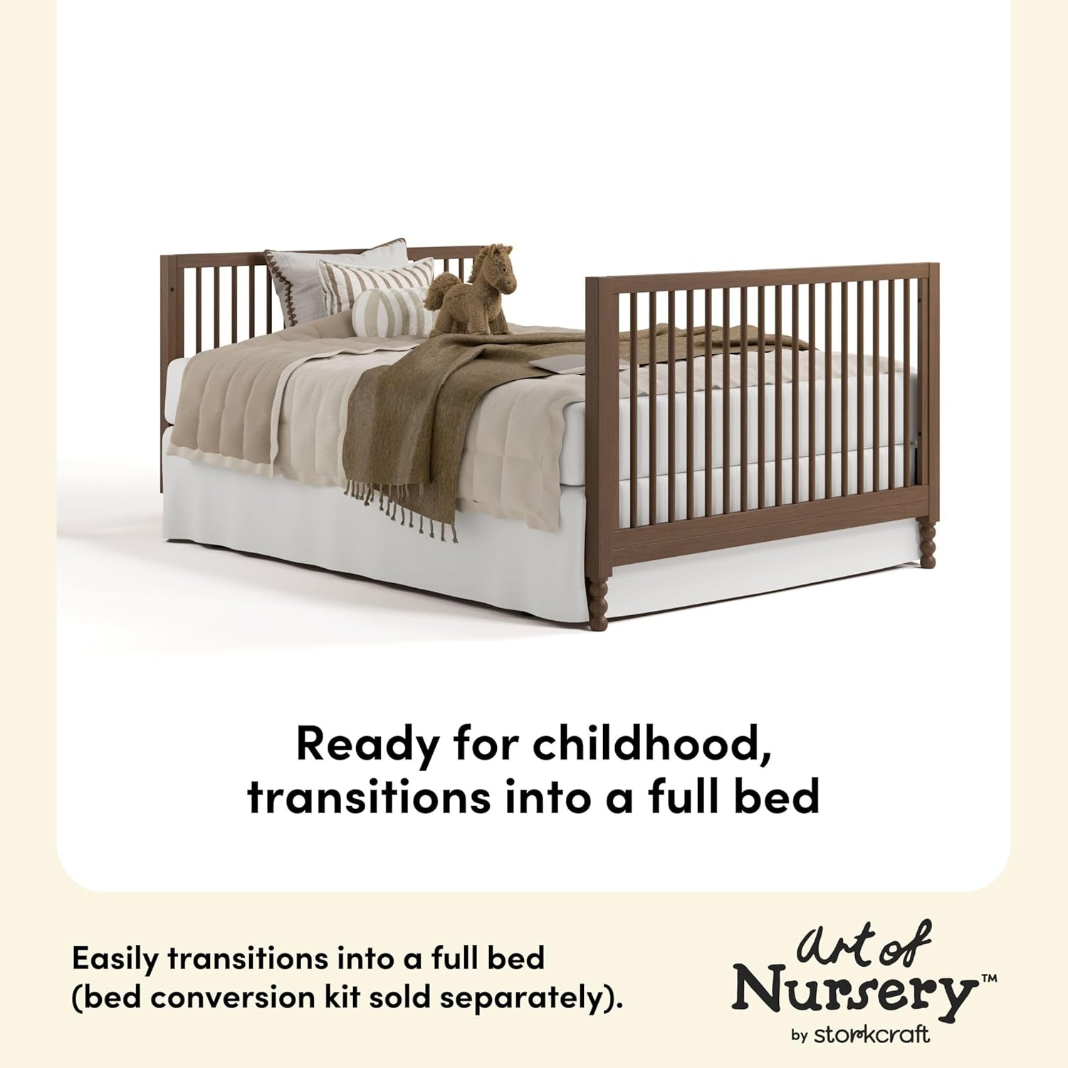 Storkcraft Rio 5-in-1 Convertible Crib and Toddler Guardrail – GREENGUARD Gold Certified, Toddler Bed Conversion Kit Included, Fits Baby Crib Mattress, Converts to Full Bed (Hazelnut)