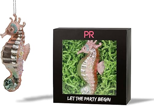Party Rock  Adorno de cristal con forma de caballito de mar con perlas  Colección Animal