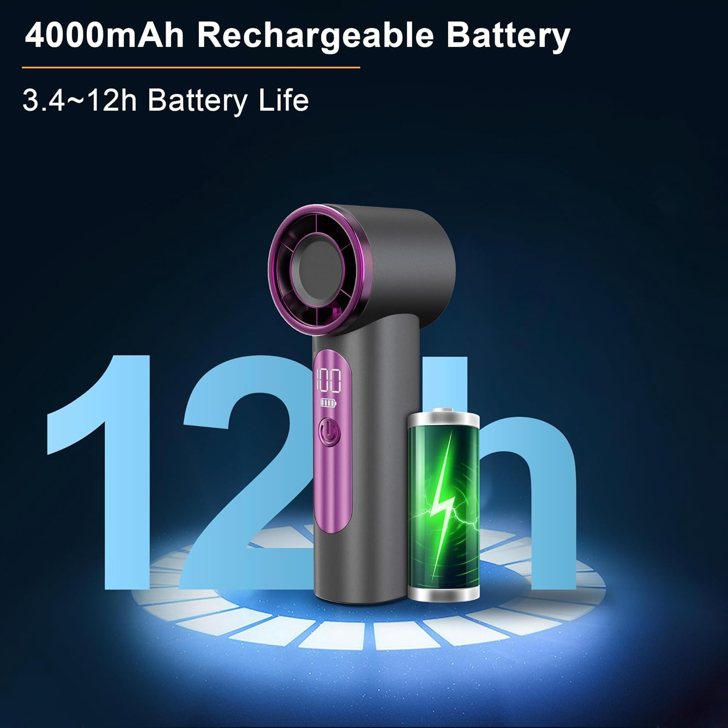 iFan, Portable Mini Handheld Fan, Personal Small Turbo Fans Rechargeable for Travel - Gray - Image 8